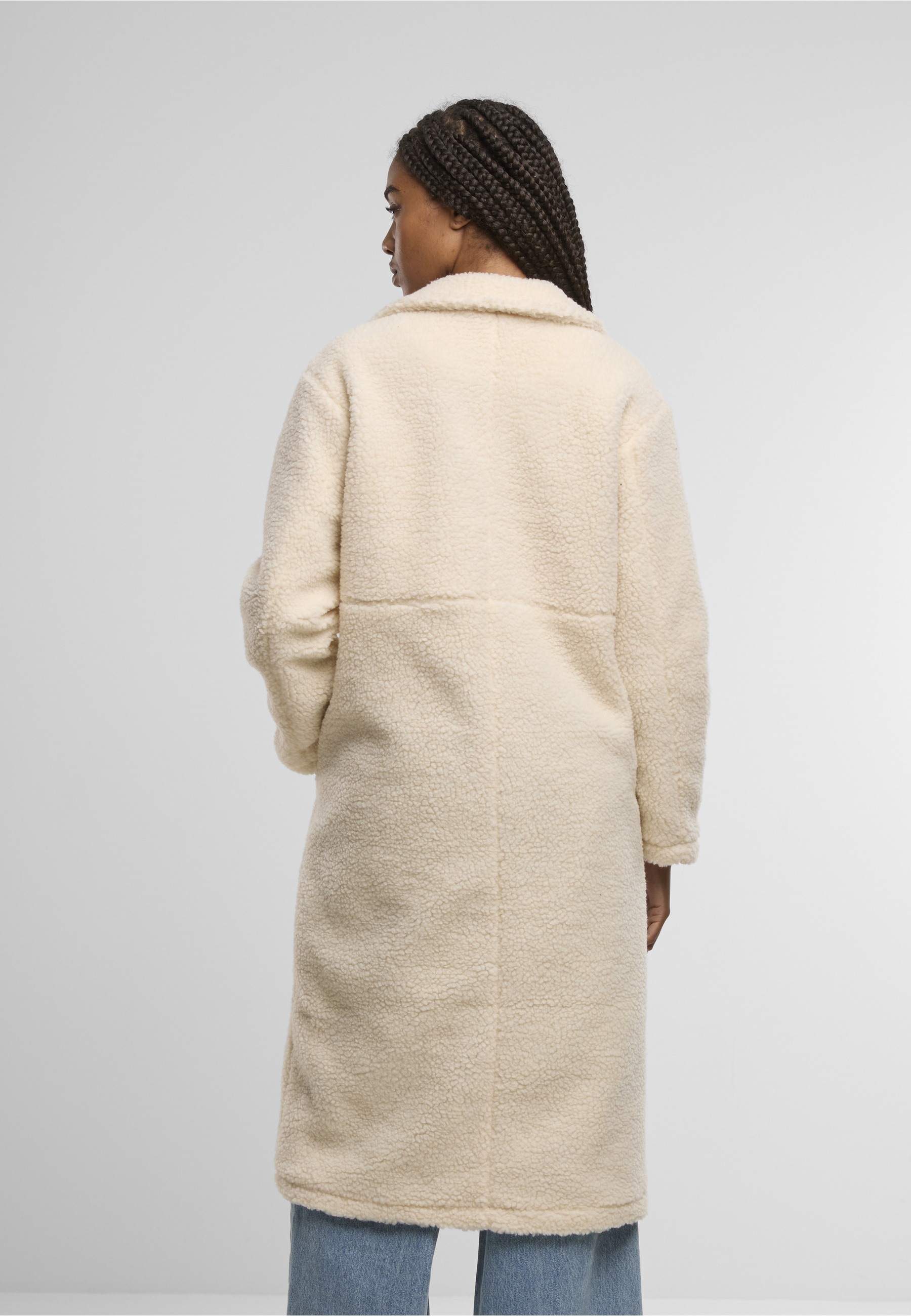 URBAN CLASSICS Winterjacke »Urban Classics Ladies Teddy Long Coat« 1 Stk. tlg. ohne Kapuze