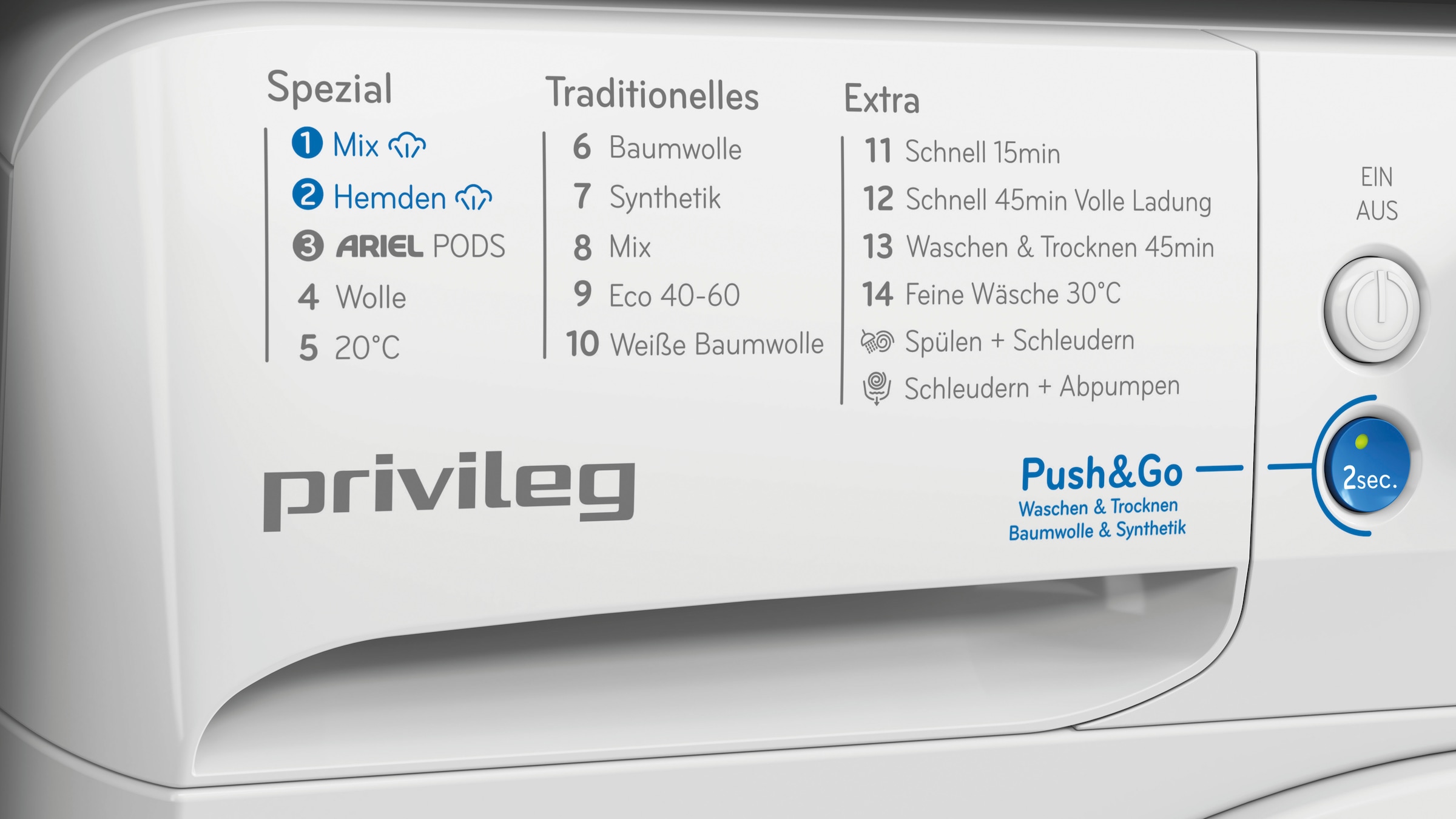 Privileg Waschtrockner »PWWTV X 86140 C«, Kurz 45' – bei voller Beladung