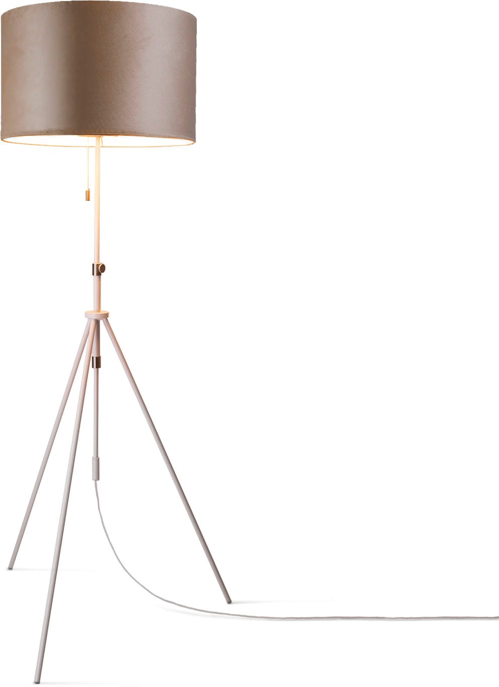 Paco Home Stehlampe »Naomi uni Color« E27 Wohnzimmer Höhenverstellbar 121,5 bis 176,5 cm Zugschalter Velour