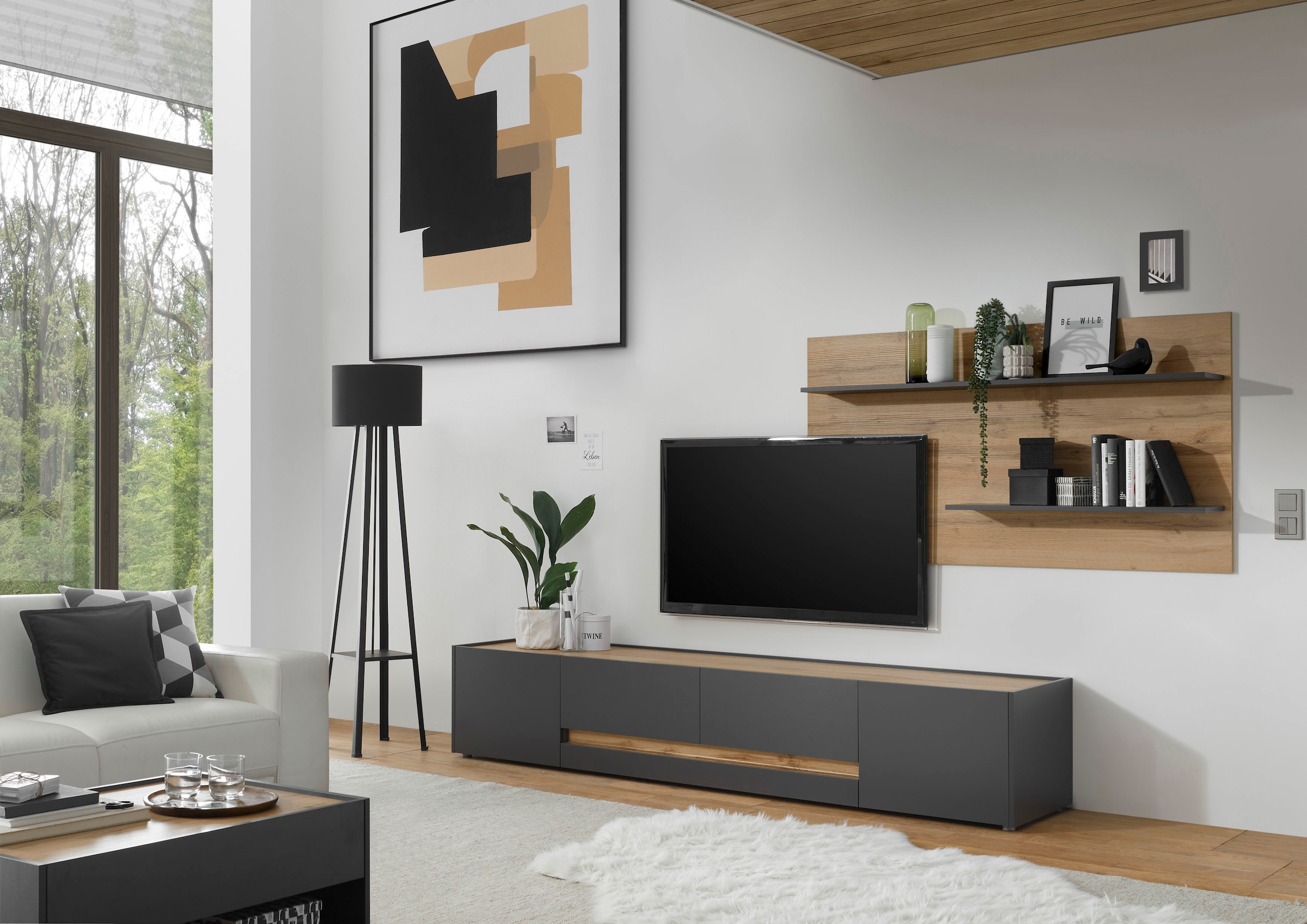 INOSIGN Wohnwand »City/Giron, moderne Anbauwand, Komplettset in vielen Farben verfügbar«, (Set, 2 St.), enthält ein Lowboard & ein Wandboard