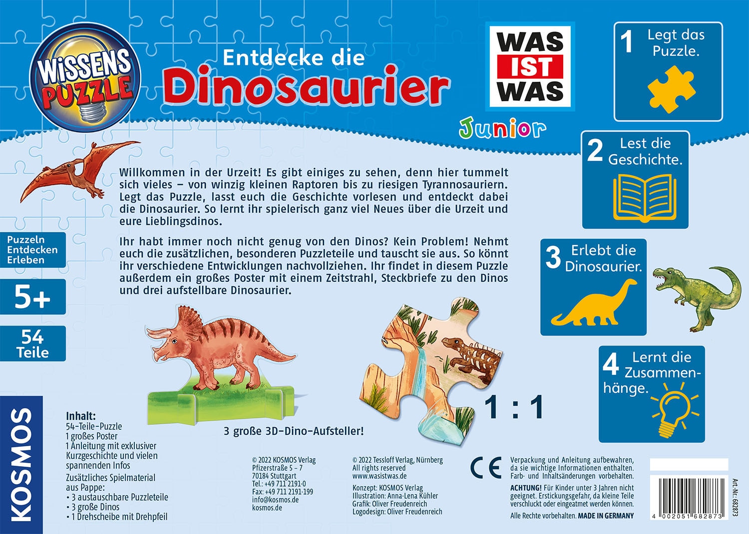 Kosmos Puzzle »WAS IST WAS Junior, Entdecke die Dinosaurier«, Made in Germany