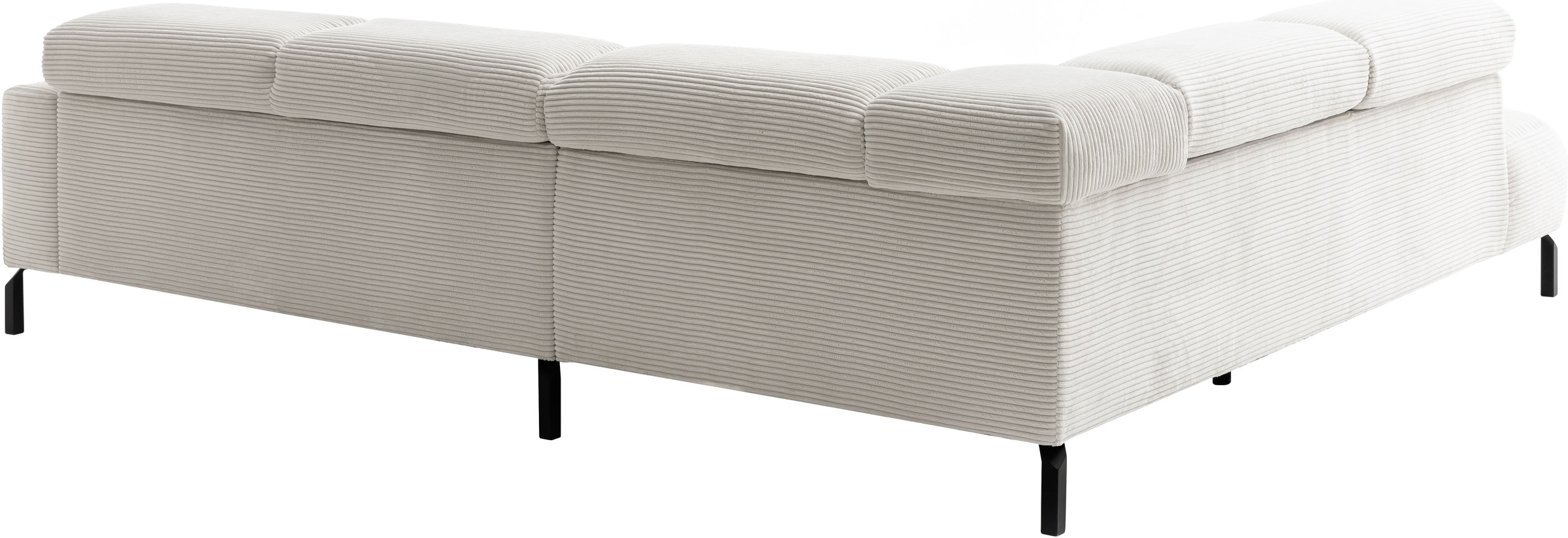 Places of Style Ecksofa »Antonelli, L-Form, inkl. Kopfteilverstellung, Breite 276 cm«, ohne Sitztiefenverstellung, in Cord, weiß