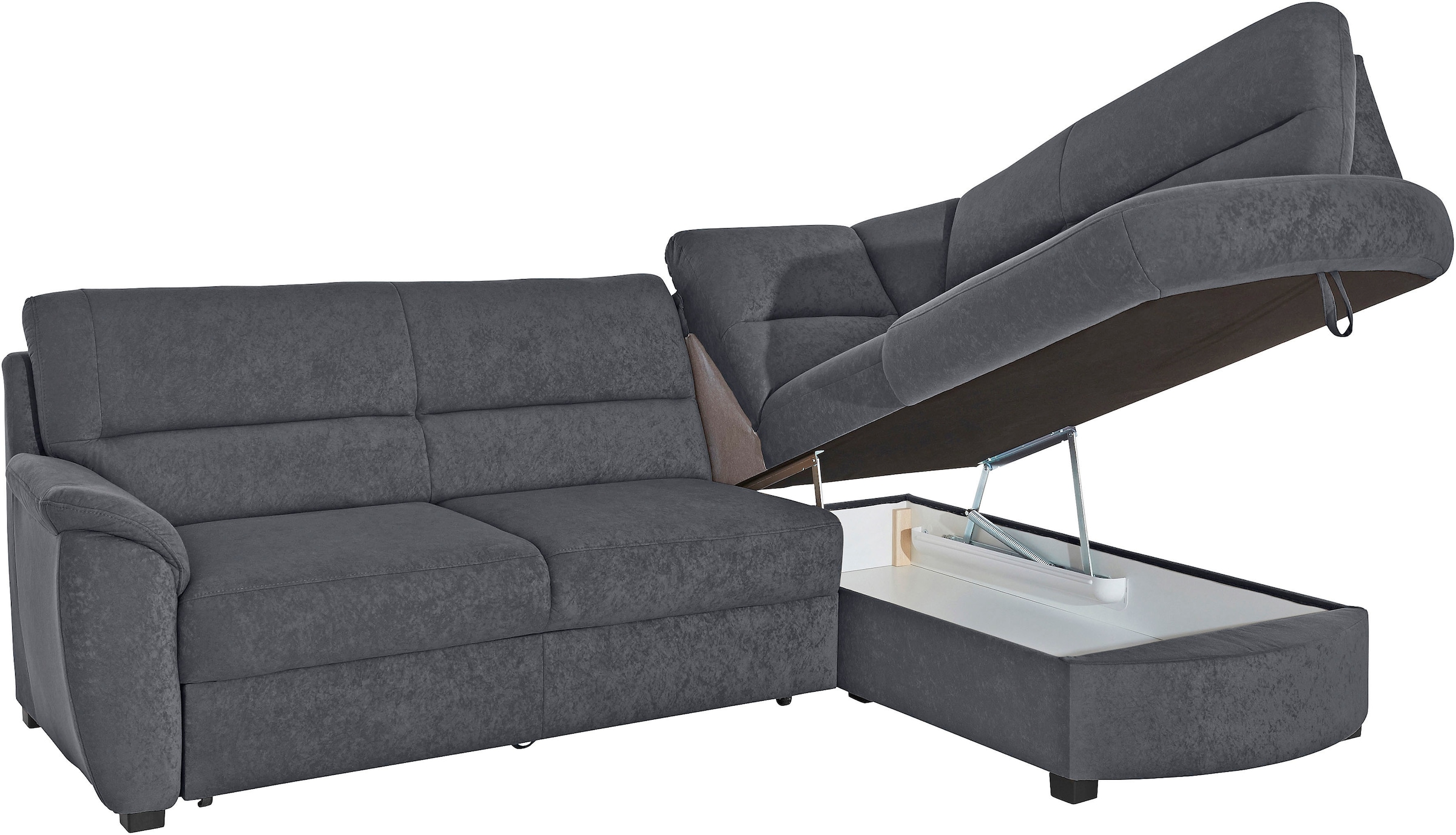 sit&more Ecksofa »Pandora L-Form«, wahlweise mit Bettfunktion und Bettkasten