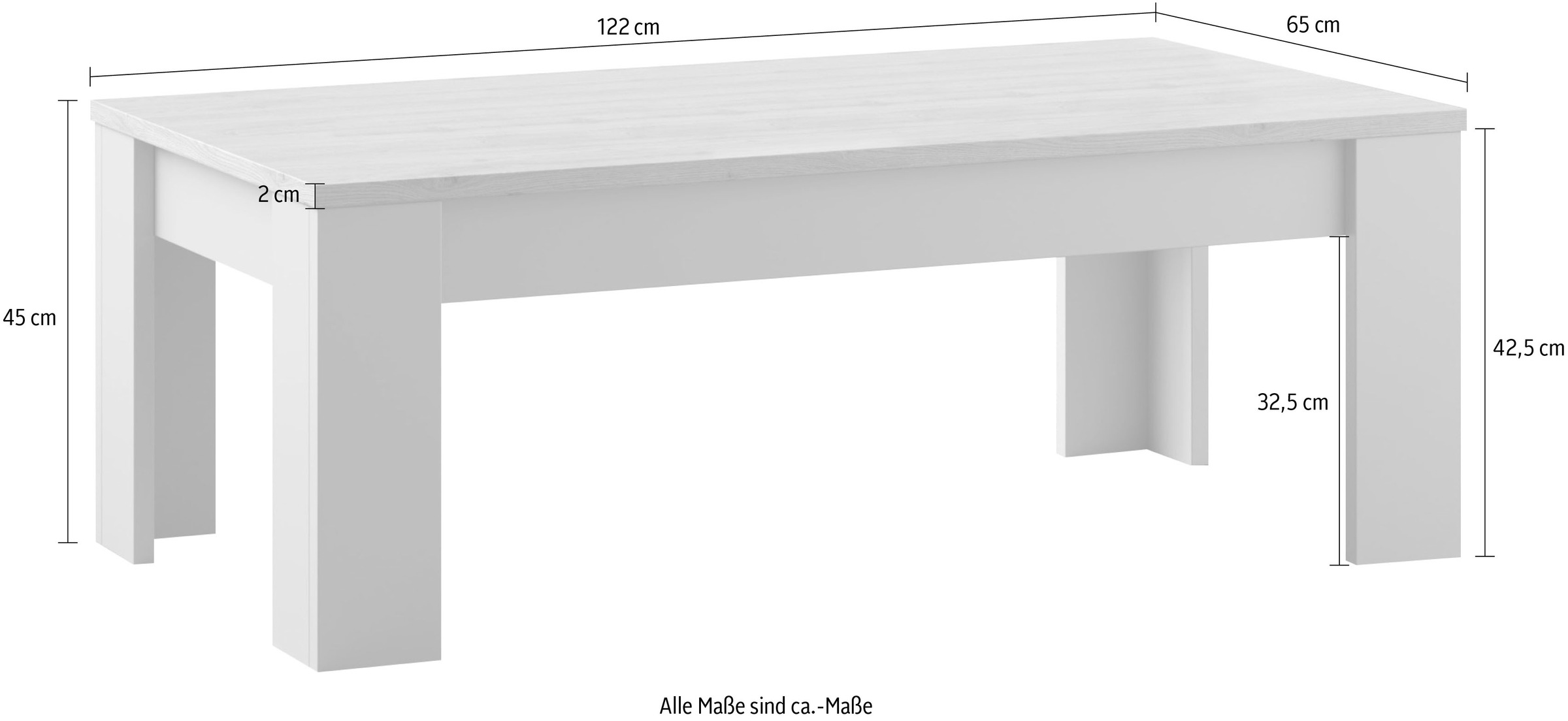 INOSIGN Couchtisch »Gent 122 x 65 cm, Sofatisch, Wohnzimmertisch, Kaffeetisch«, moderner rechteckiger Couchtisch, zweifarbig