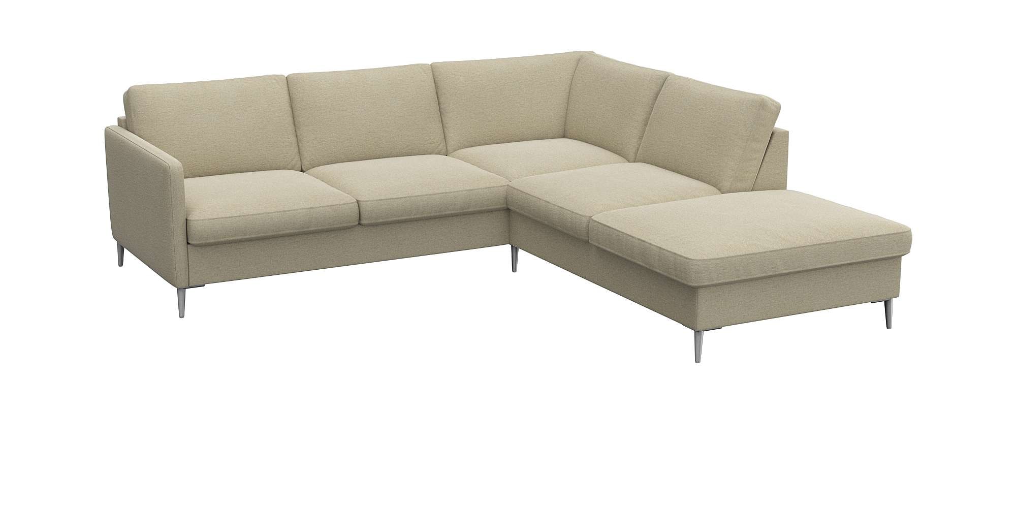 FLEXLUX Ecksofa »Fiore, L-Form«, schmale Armlehnen, Füße alufarben, B/T 234/225 cm, Kaltschaum im Sitz