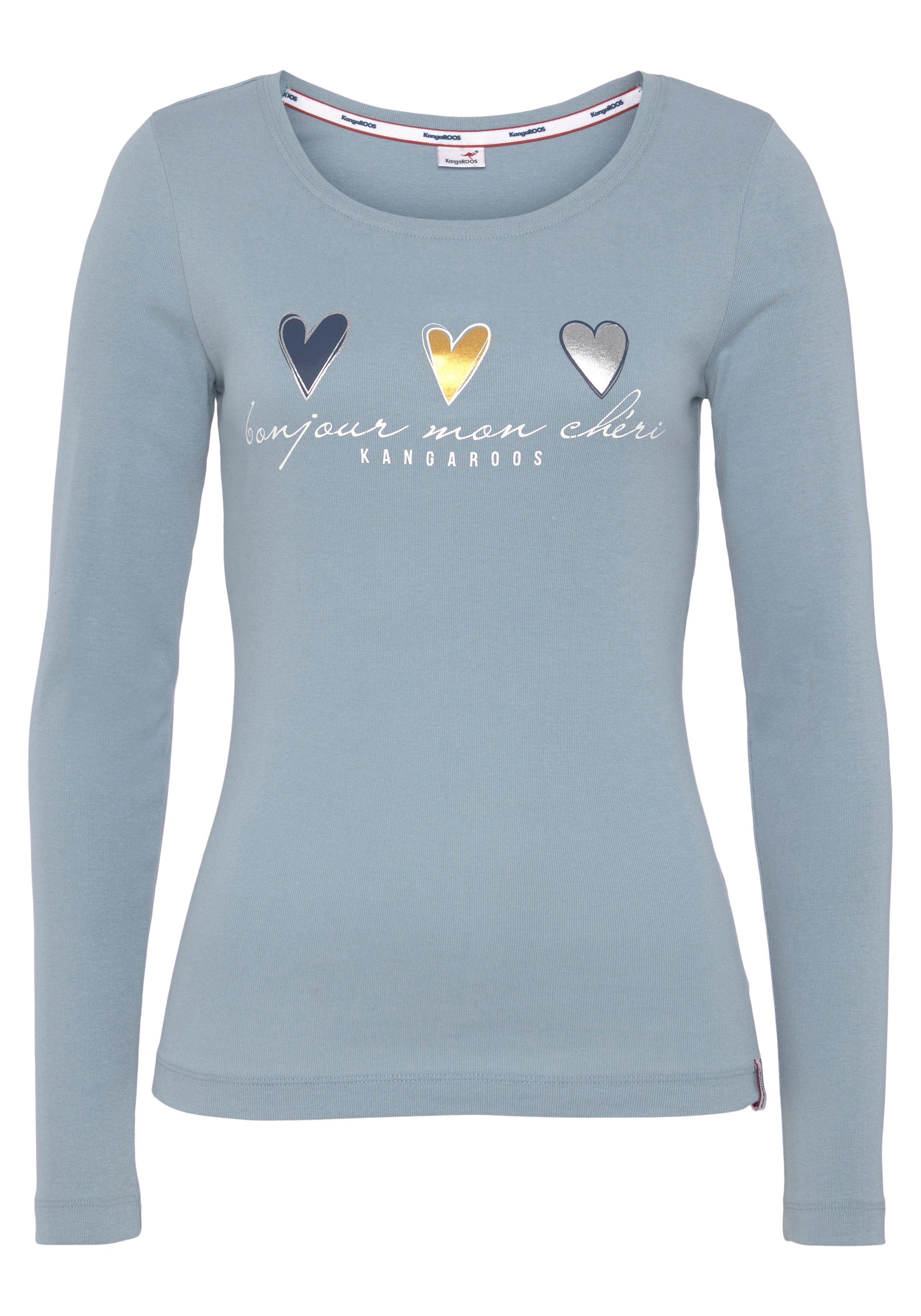KangaROOS Longsleeve, Langarm, sehr figurbetont und hüftbedeckend, mit Herzchen-Detail