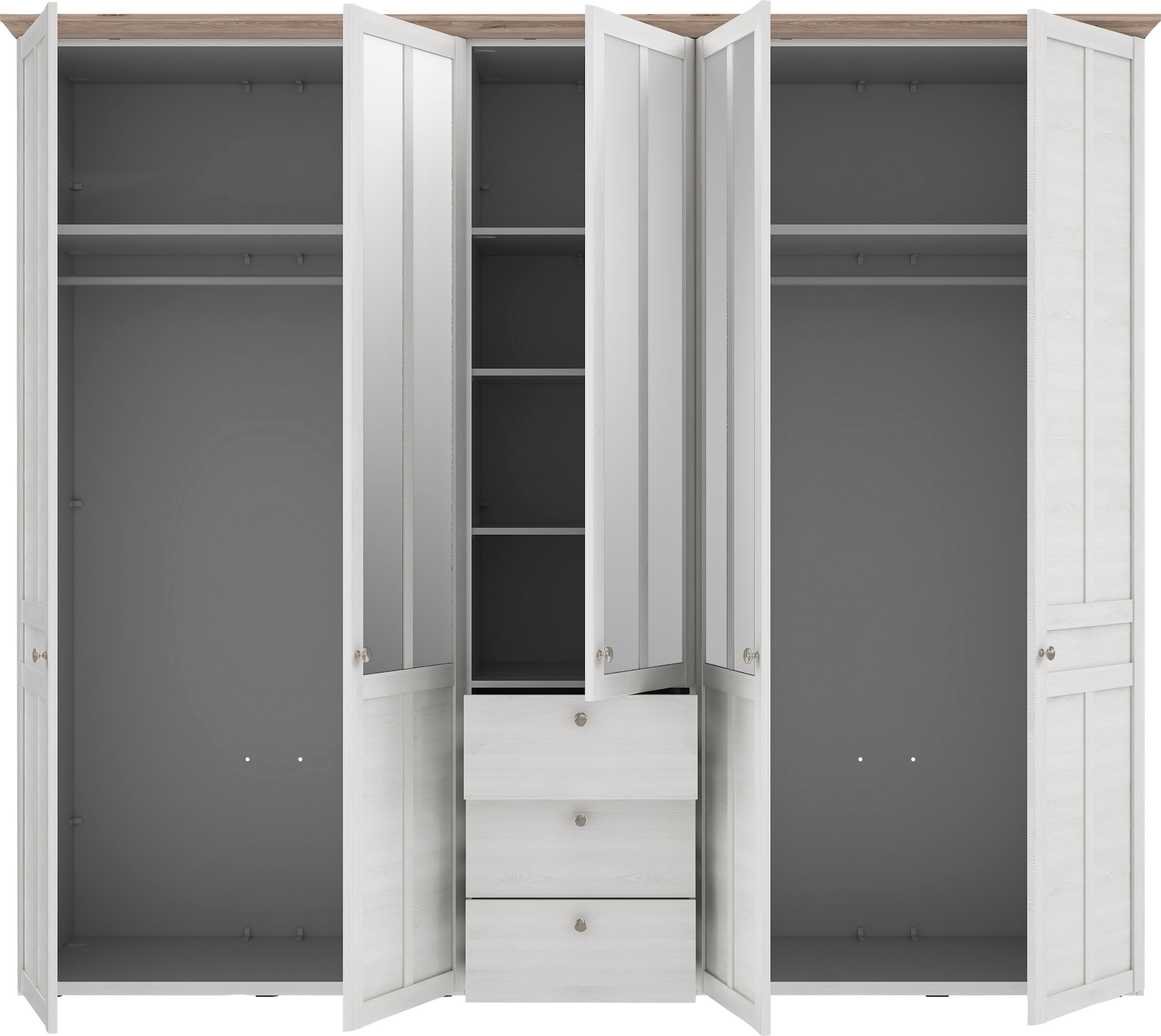 FORTE Kleiderschrank »Iloppa«, (Maße: B/H/T ca. 155x192,6x57,3 cm), im Landhausstil