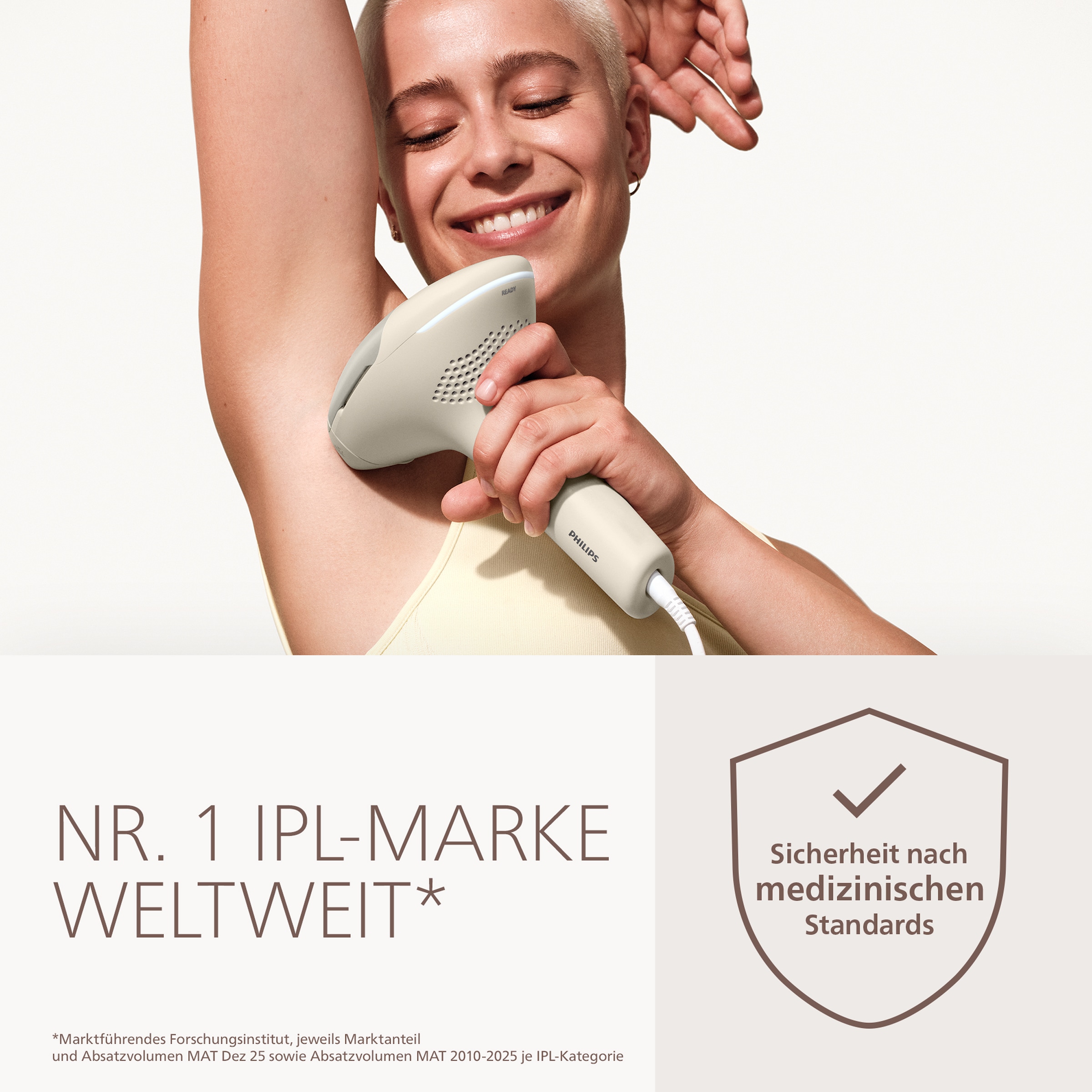 Philips IPL-Haarentferner »Philips Lumea Series 9900 Pro BRC342/00« 4 Aufsätze (Körper, Gesicht, Achseln, Bikinizone), Audioführung