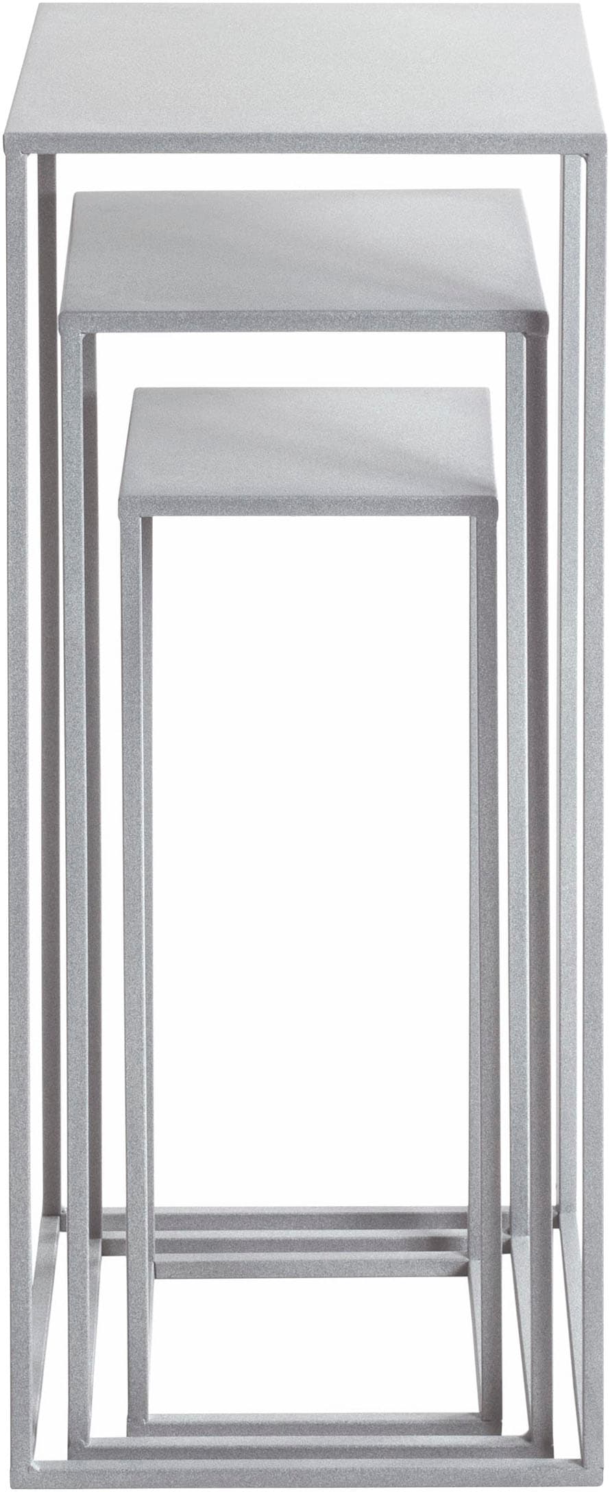 HAKU Blumentisch »Blumenpodest, Blumenständer, Pflanzsäule« Set, 3er Set, 3 Stk. tlg. quadratisch - aus Metall Grau B/T/H 18/18/50, 23/23/60, 28/28/70 cm
