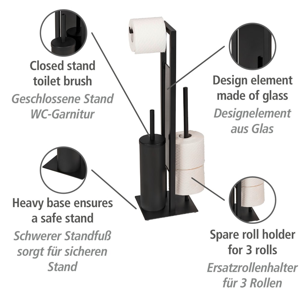 WENKO WC-Garnitur »Rivalta«, aus Stahl-Glas-Polypropylen