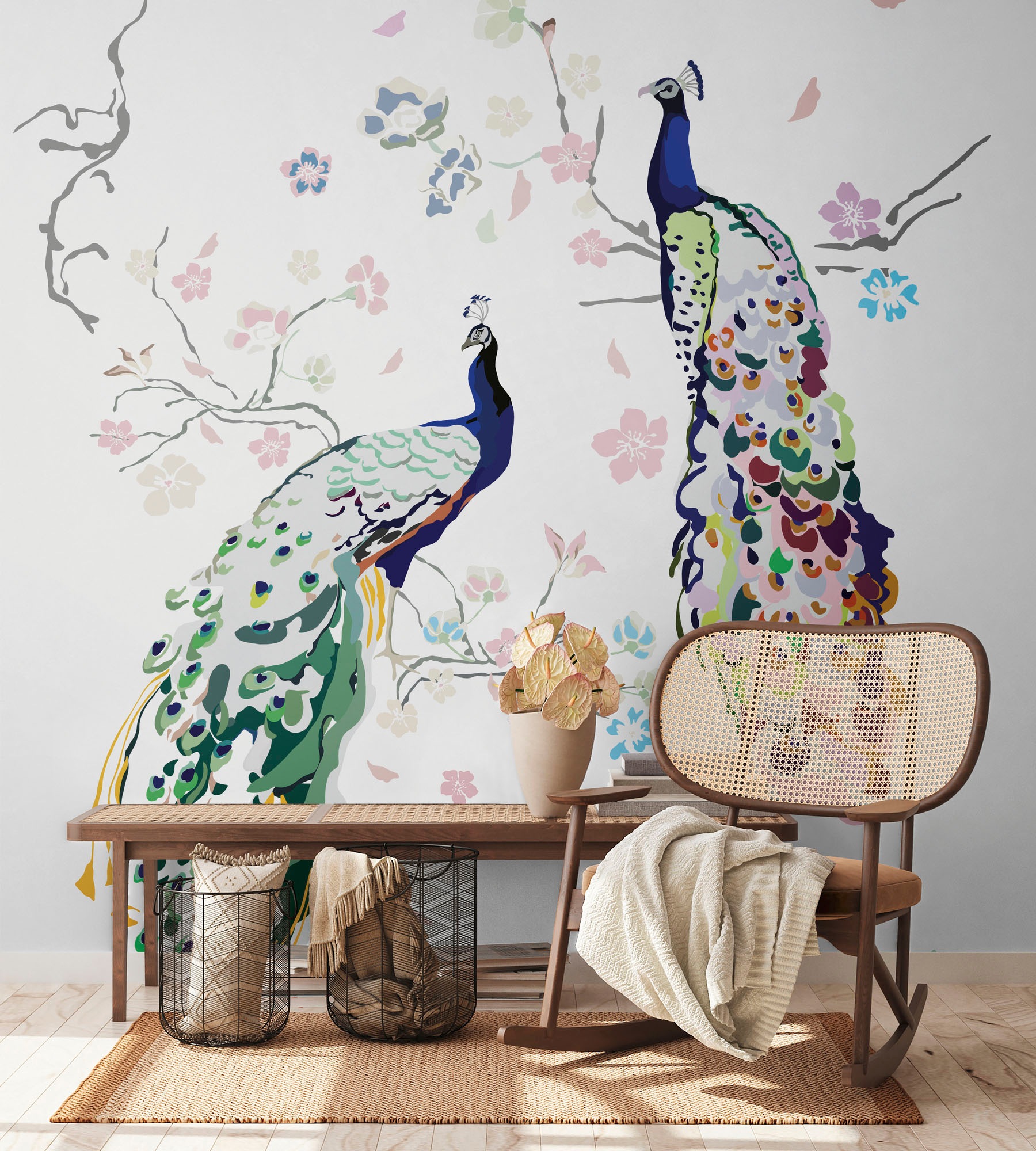 Bricoflor Tapete Für Wand Mit Pfau Bild Bunte Vliestapete Mit Vögeln Auf Äs günstig online kaufen