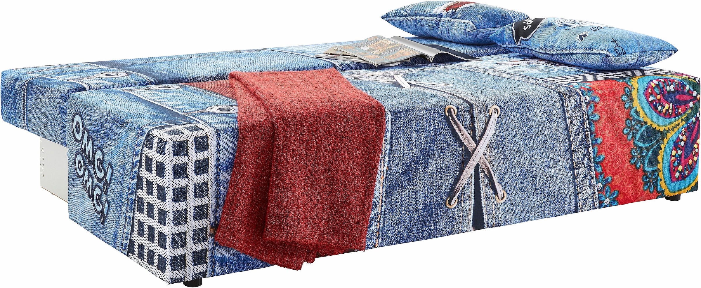 exxpo - sofa fashion Schlafsofa »Extravagantes Sofa für Individualisten mit Bettfunktion und Bettkasten«, in außergewöhnlichen Bezugsvarianten, Solitärmöbel