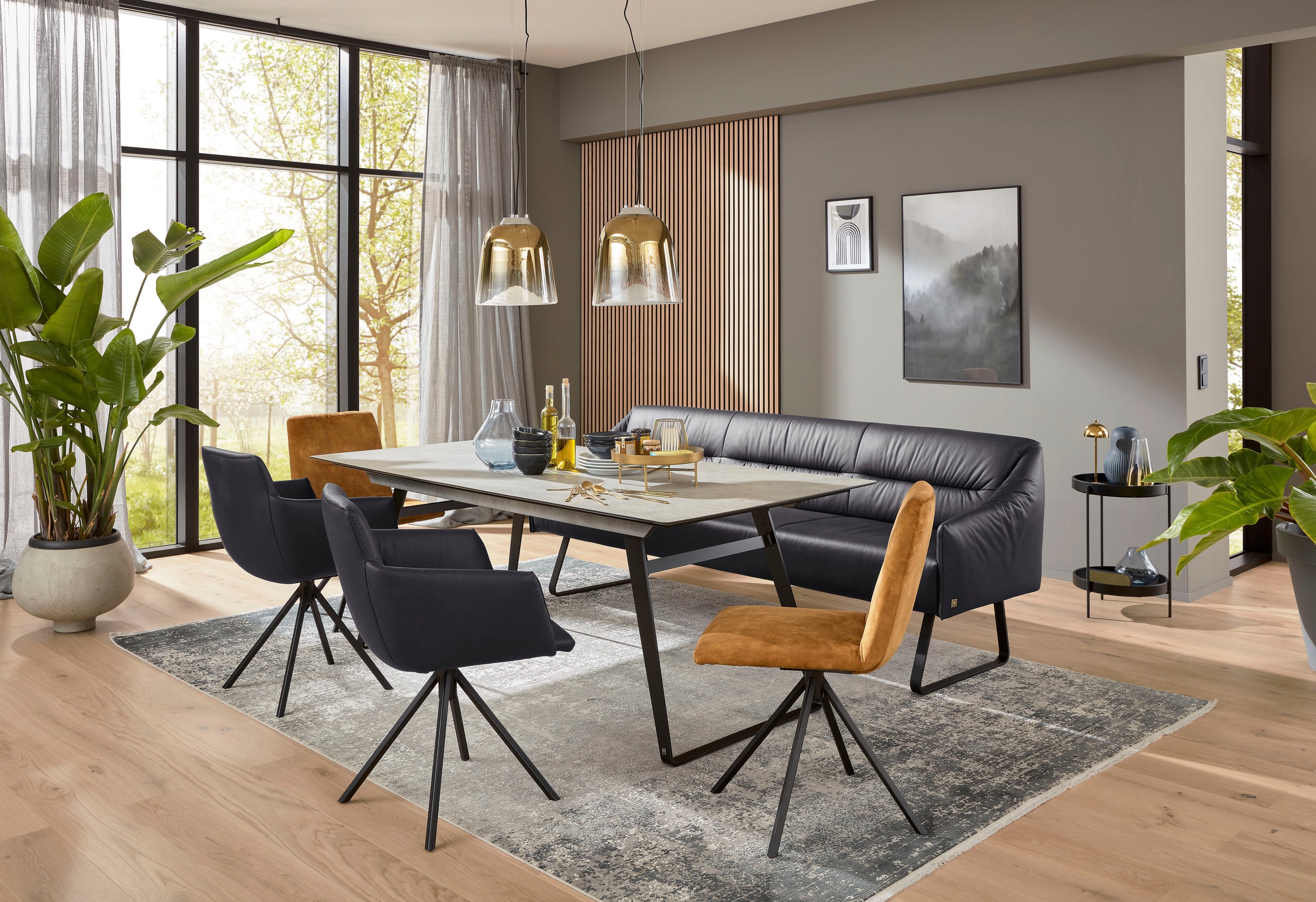 Musterring Essbank »JustB! SP500«, (1 St.), Metallkufe schwarz, verschiedene Farben, Breite 220 oder 250 cm