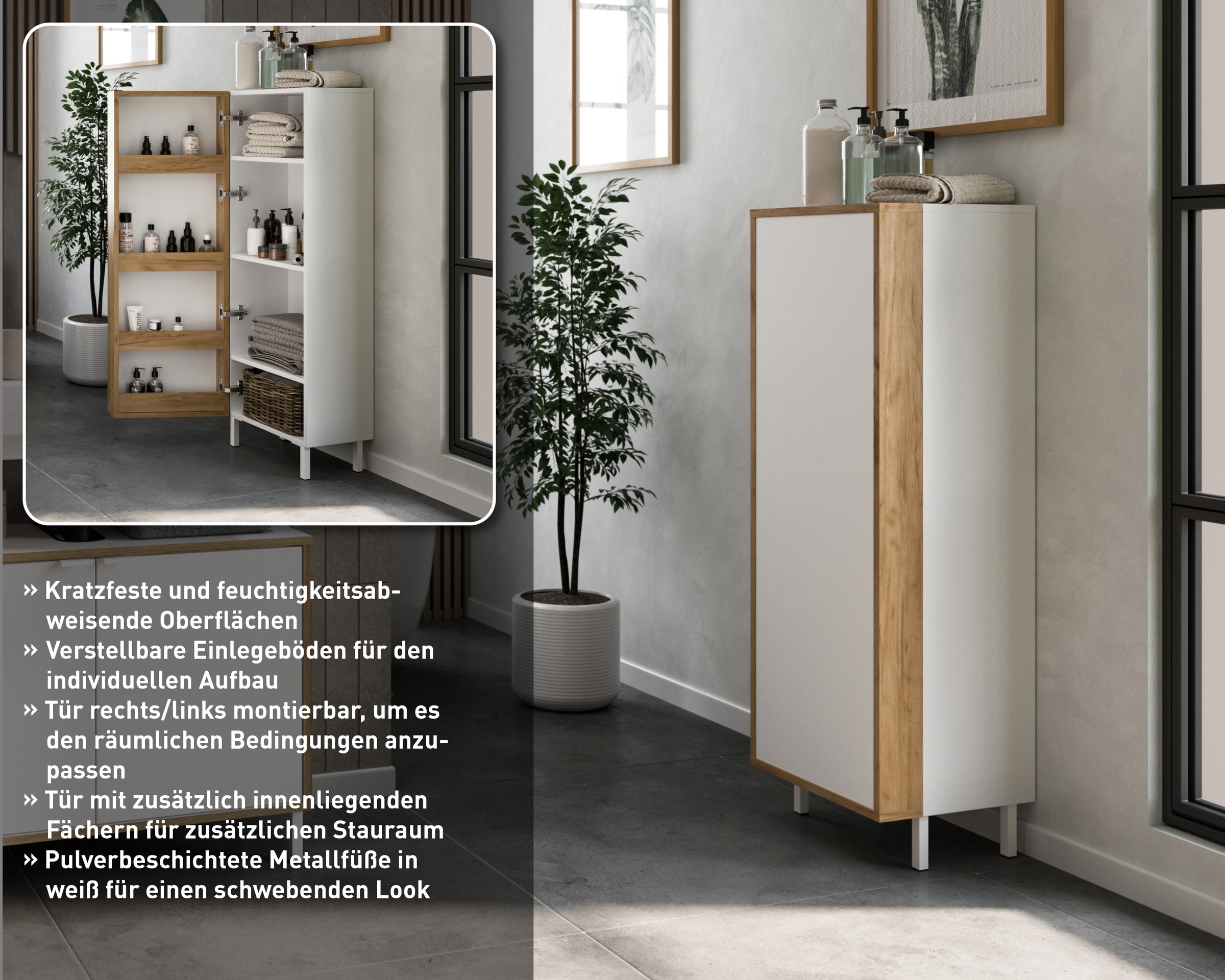 GERMANIA Midischrank »GW-Topeka«, (1 St.), rechts/links montierbar, Tür innen mit Regalfächern, Höhe 120 cm