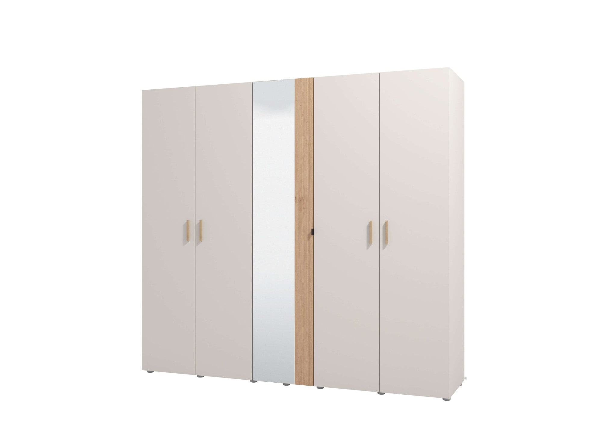 Home affaire Kleiderschrank »Belfort, Schlafzimmerschrank mit Spiegel 5-türig Wäscheschrank«, 225x56x208, FSC®-zertifizierter Holzwerkstoff, Trendfarbe cashmere