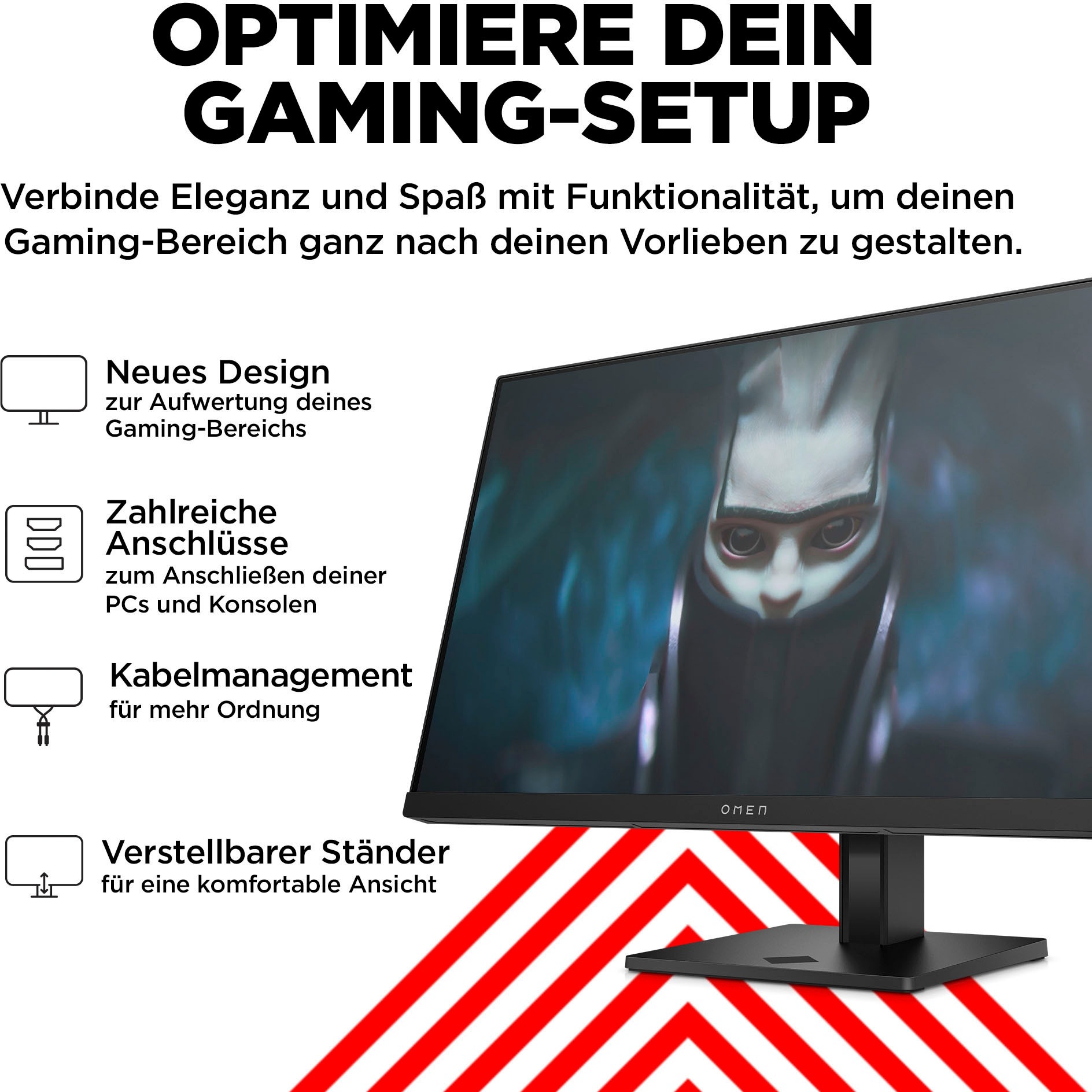 HP Gaming-Monitor »OMEN 24 (HSD-0154-A)«, 60,5 cm/23,8 Zoll, 1920 x 1080 px, Full HD, 1 ms Reaktionszeit, 165 Hz