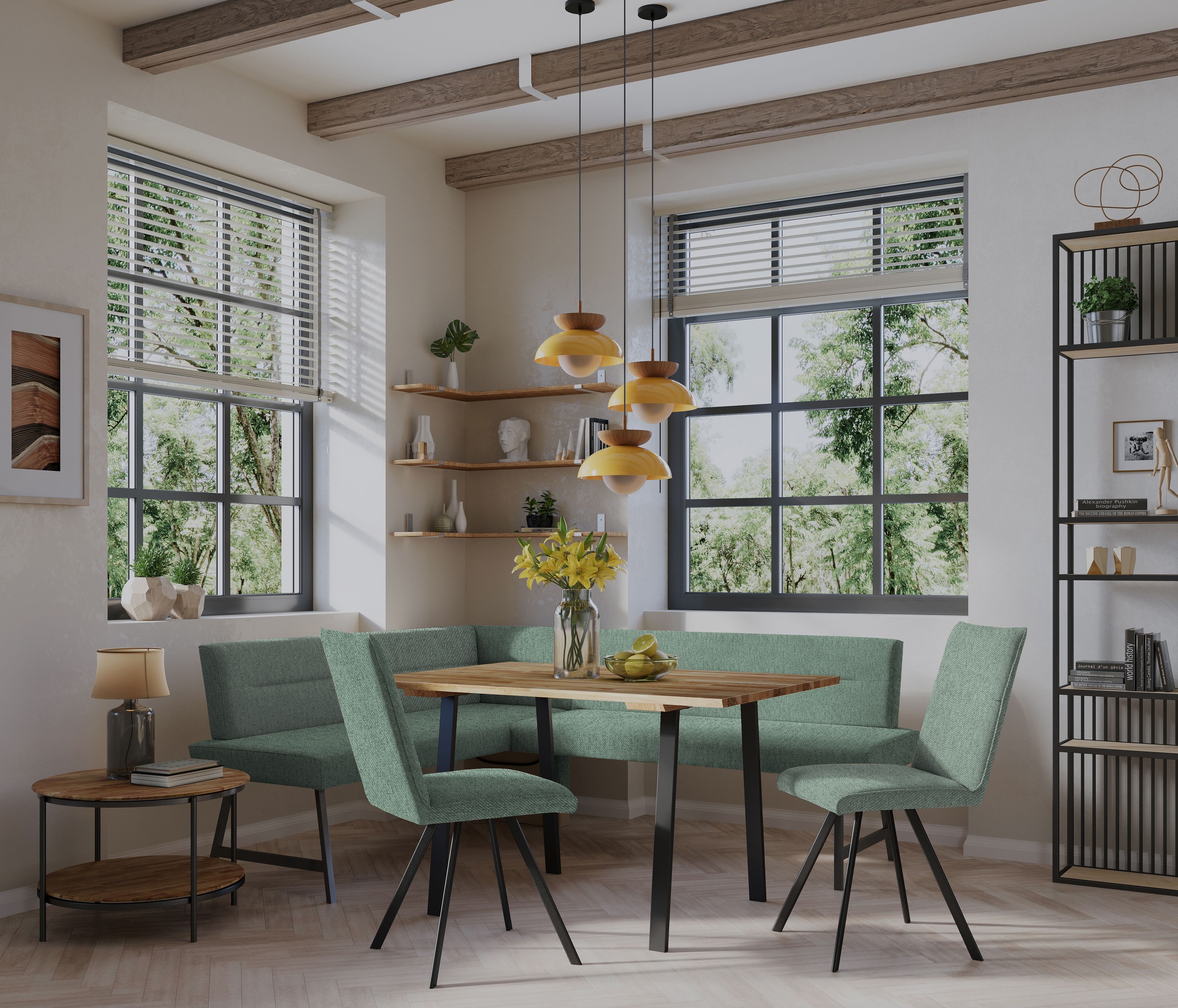 Home affaire Eckbankgruppe »Sava« Set, 4 Stk. tlg. Eckbank mit Wellenfederu günstig online kaufen