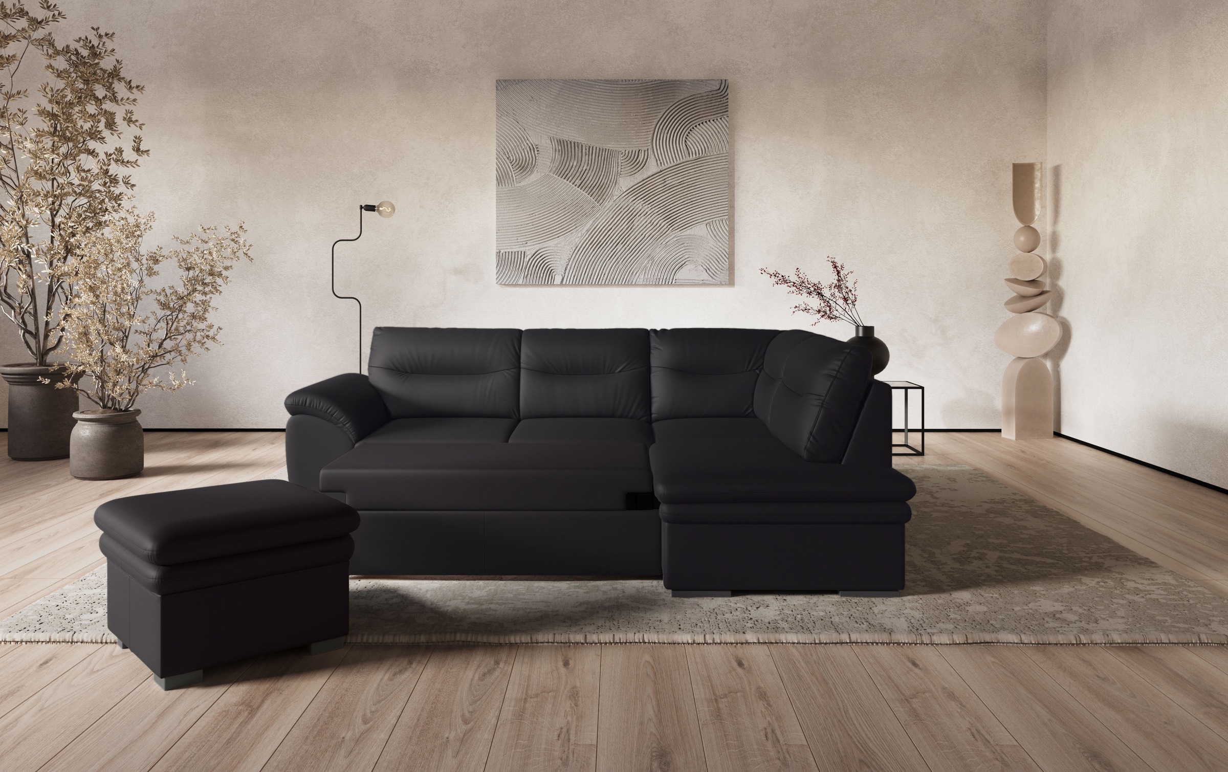 COTTA Ecksofa »Leandra L-Form«, wahlweise mit Bettfunktion & Bettkasten