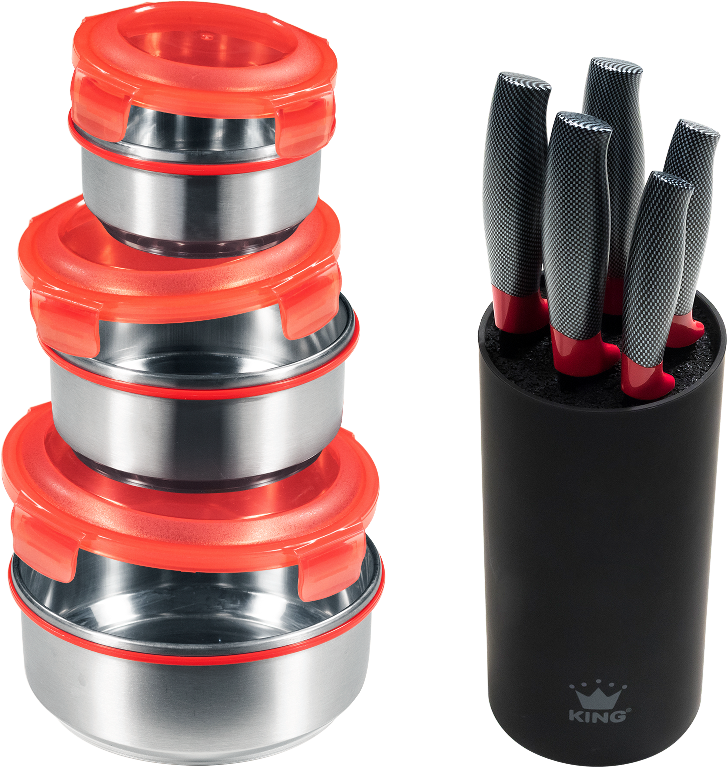 KING Messerblock »Carbon Optic« 9 Stk. inkl. 3-teiligem Dosen-Set günstig online kaufen