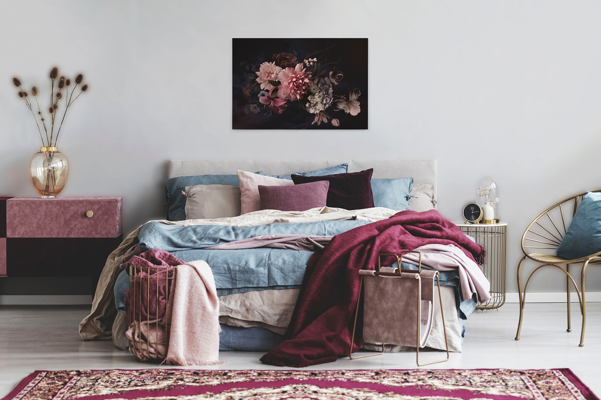 A.S. Création Leinwandbild »Blossom Variety«, Kunst-Blumen-Kinder, (1 St.), Romantische Blumen, Rosen Keilrahmen Leinwand-Bild Wohnzimmer modern