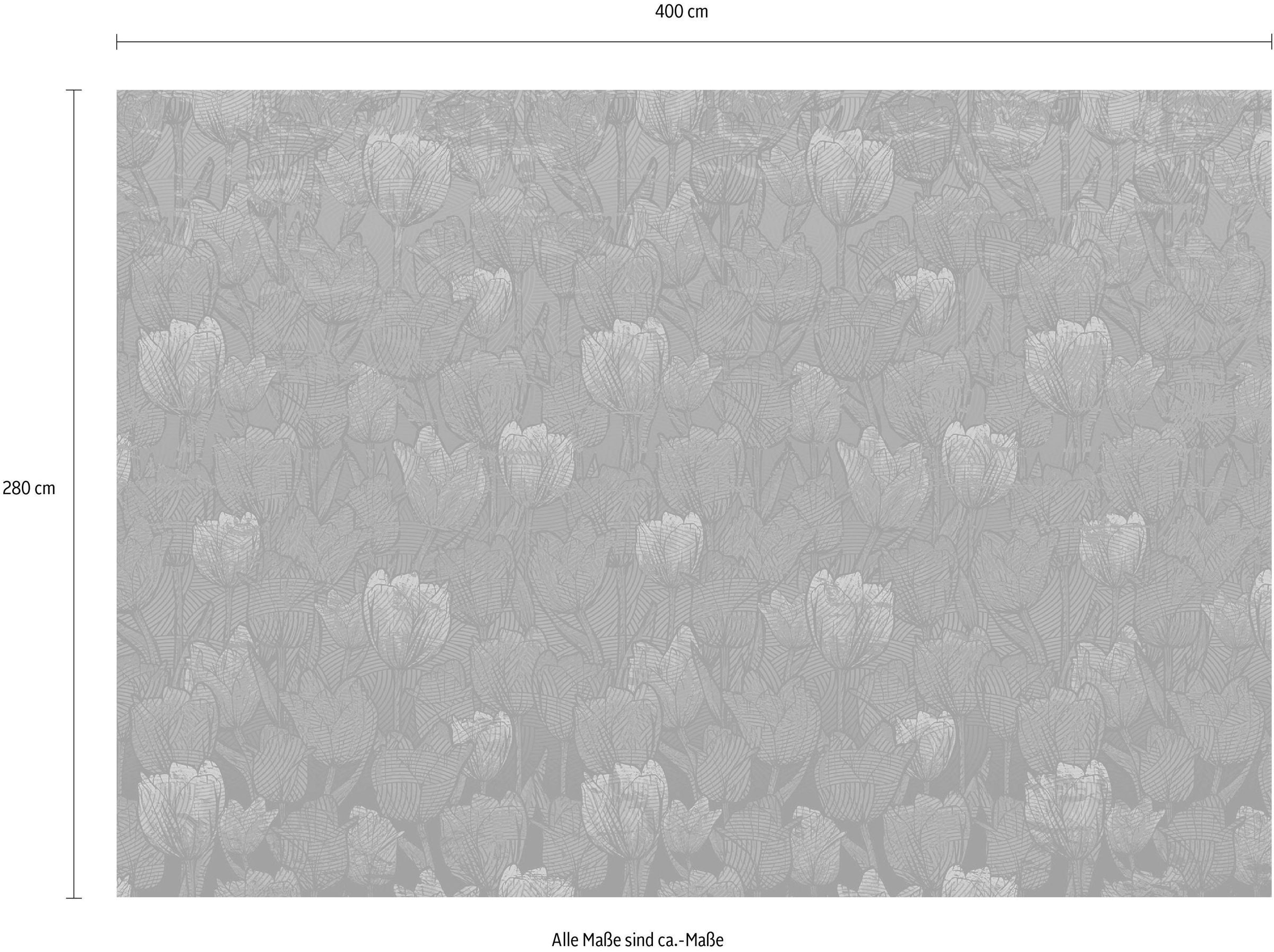 Komar Vliestapete »Digitaldruck Vlies - Tulipe - Größe 400 x 280 cm«, bedruckt, Wohnzimmer, Schlafzimmer