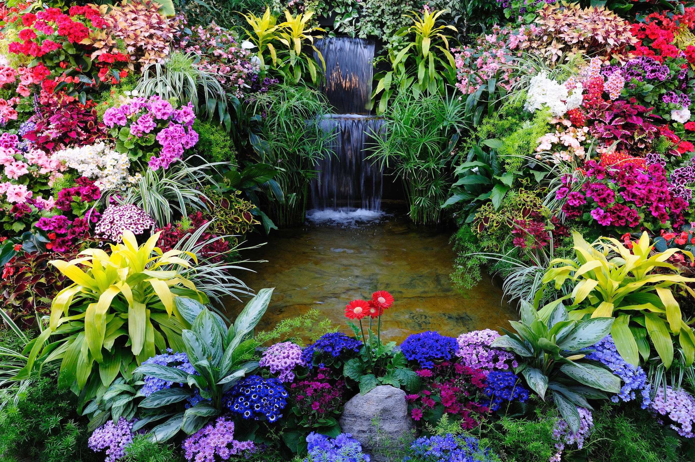 Papermoon Fototapete »BLUMEN LAGUNE WASSERFALL« günstig online kaufen