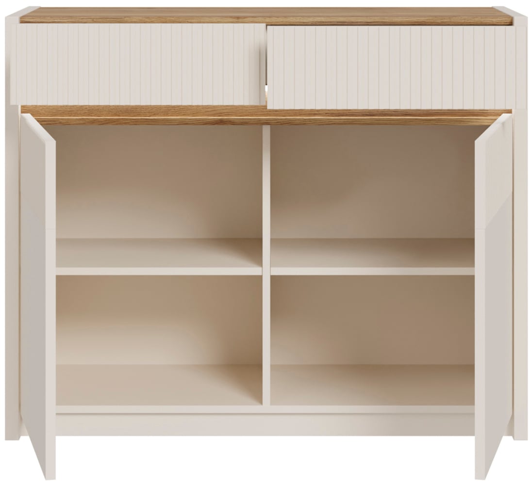 FORTE Kommode »Oak Square«, Kommode, Beleuchtung, Soft Close, Lamellenoptik