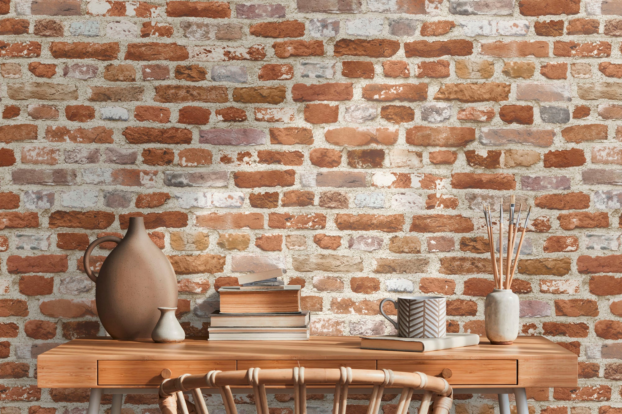A.S. Création Vliestapete »Bricks & Stones Backstein Steinoptik«, matt-gemustert-neutral, Steintapete Backstein Tapete Tapeten Wohnzimmer Schlafzimmer Küche