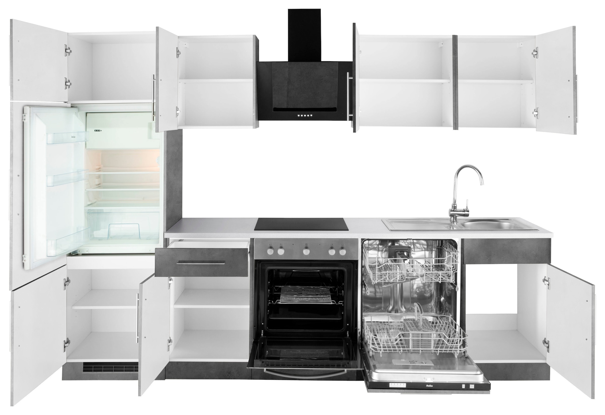 wiho Küchen Küchenzeile »Cali« ohne E-Geräte, Breite 280 cm