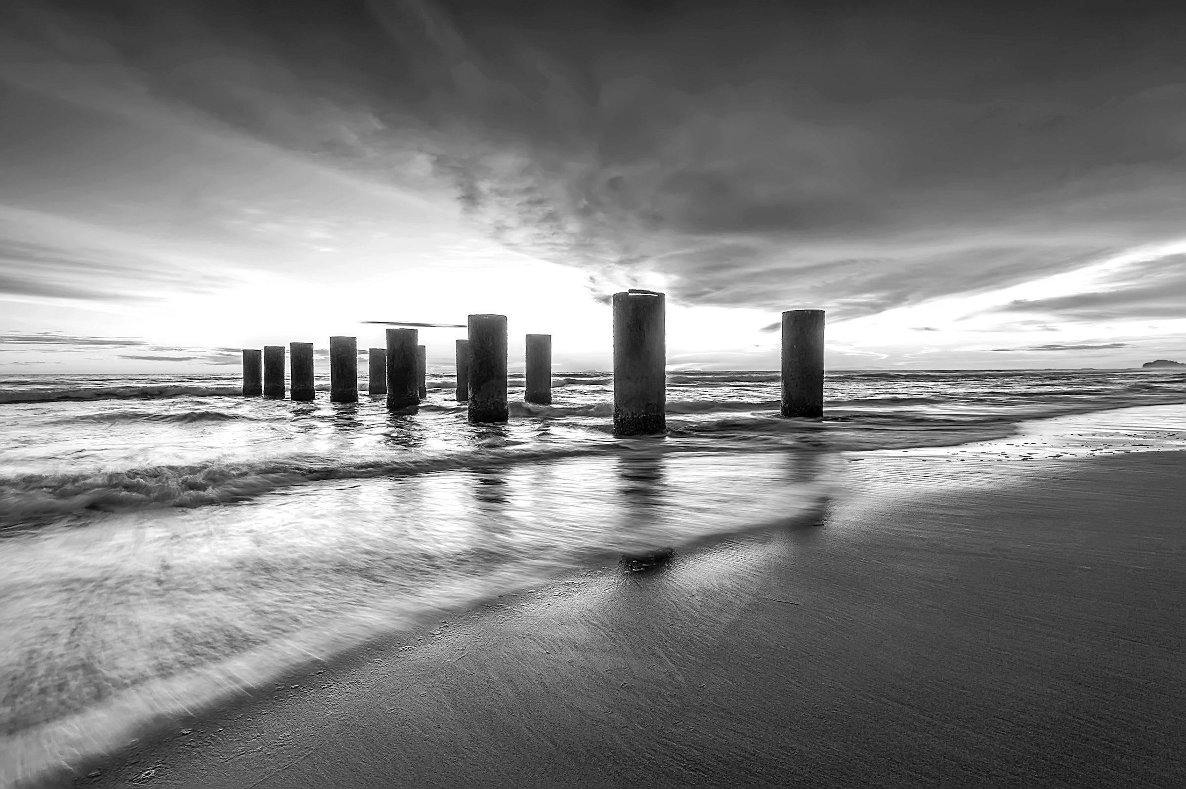 Papermoon Fototapete »Strand Schwarz & Weiß« günstig online kaufen