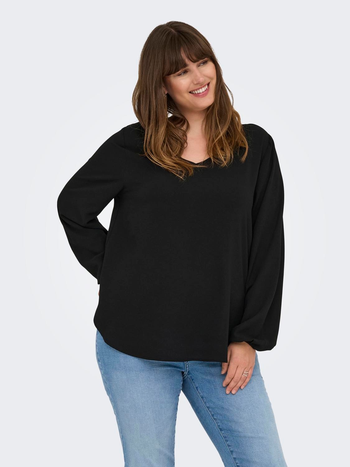 ONLY CARMAKOMA Blusenshirt »CARVICA LIFE L/S V-NECK TOP WVN NOOS«