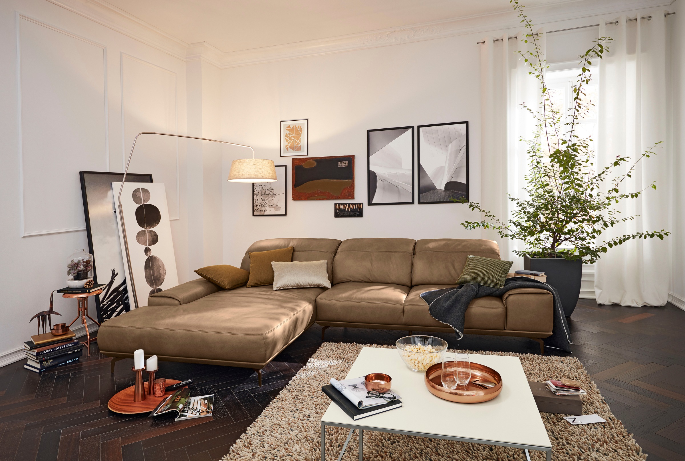 Musterring Wohnlandschaft »MR 2490«, Bronze-Fuß, Sitzhöhe 48cm, wahlweise mit Funktionen, Maße 342 x 207 cm