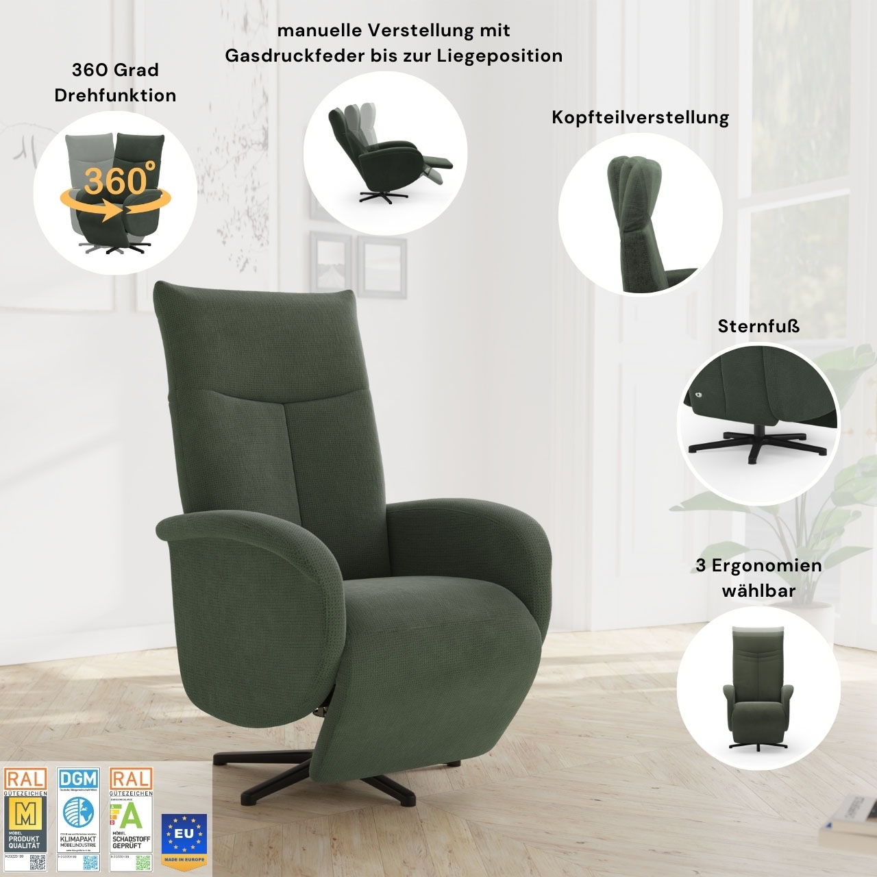 sit&more TV-Sessel »Juma, inkl. Drehfunktion & Kopfteilverstellung« Höhe Ar günstig online kaufen