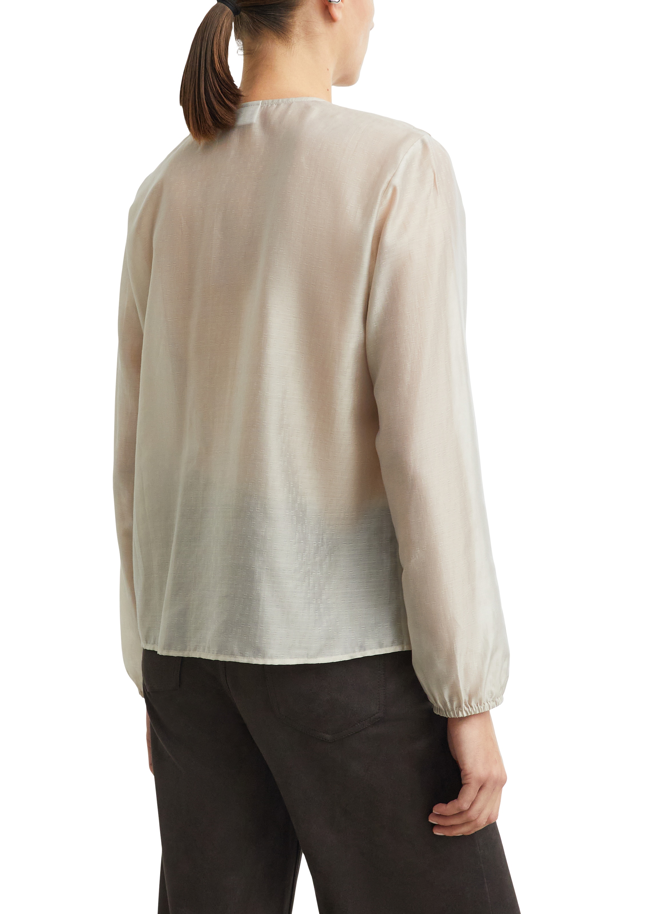Comma Langarmbluse Leicht transparente Jacquard-Bluse mit Rüschen
