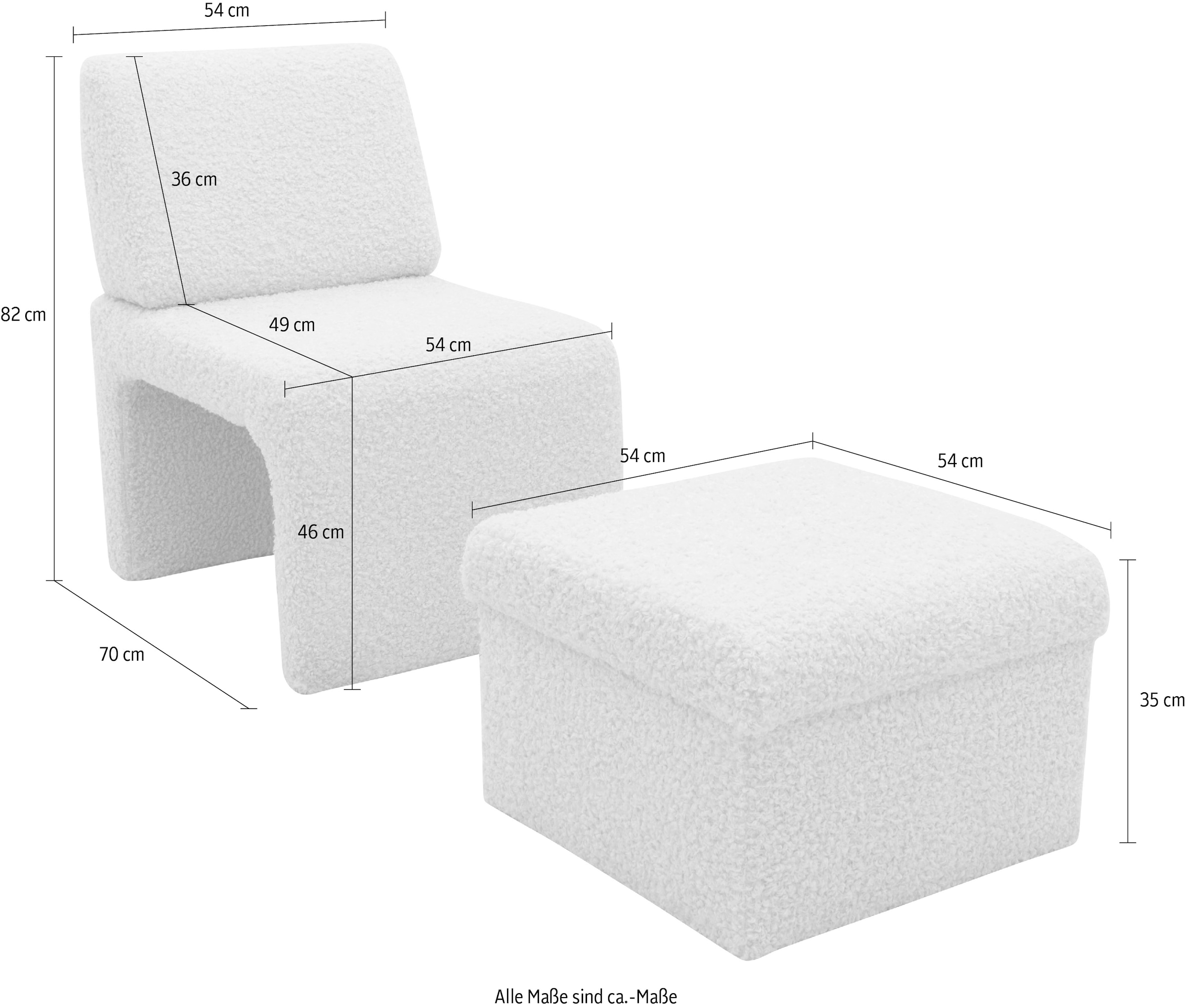 DOMO collection Sessel »700017«, inkl. Hocker mit Stauraum
