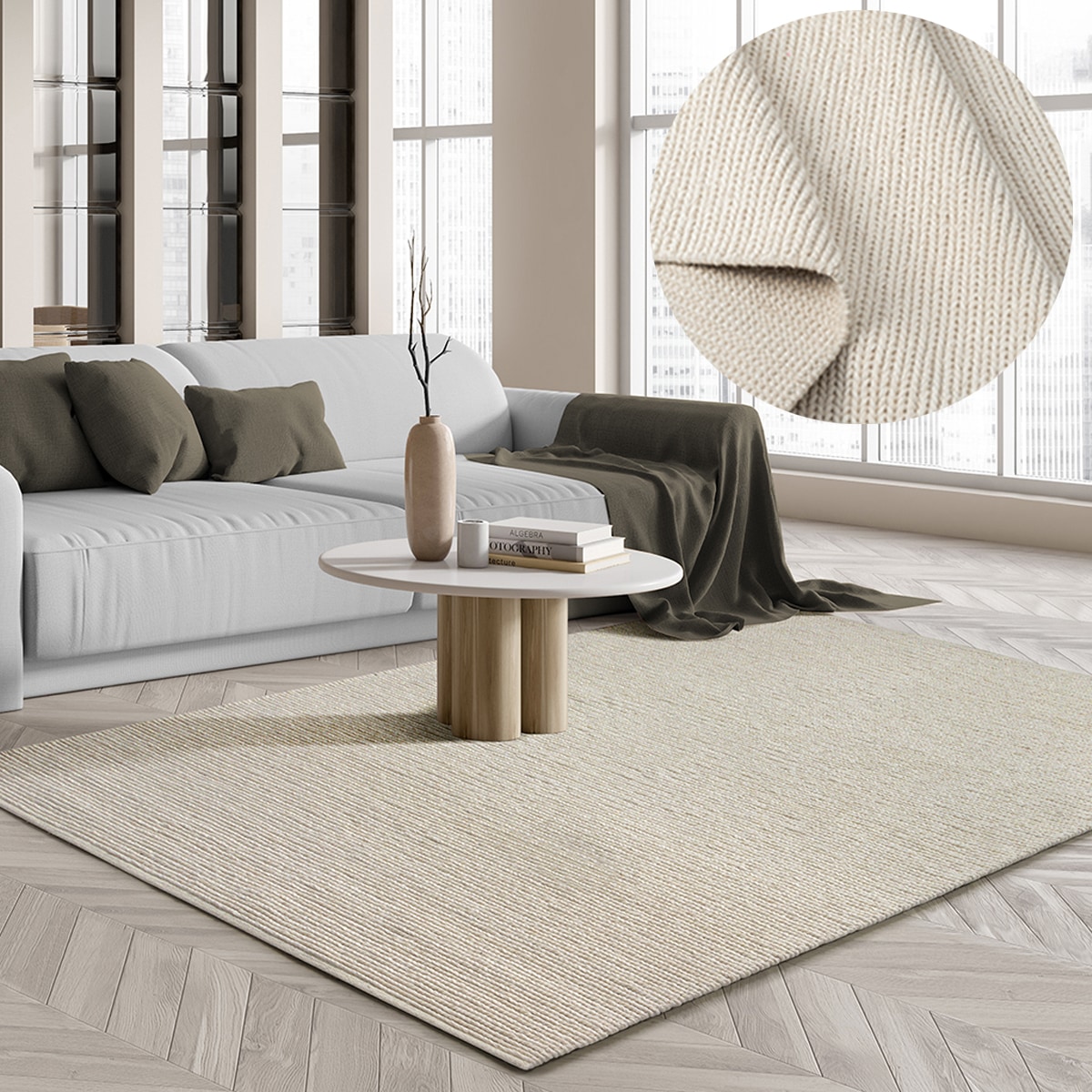 the carpet Teppich »Premium Wool«, rechteckig, Wool Handweb-Teppich Naturfa günstig online kaufen