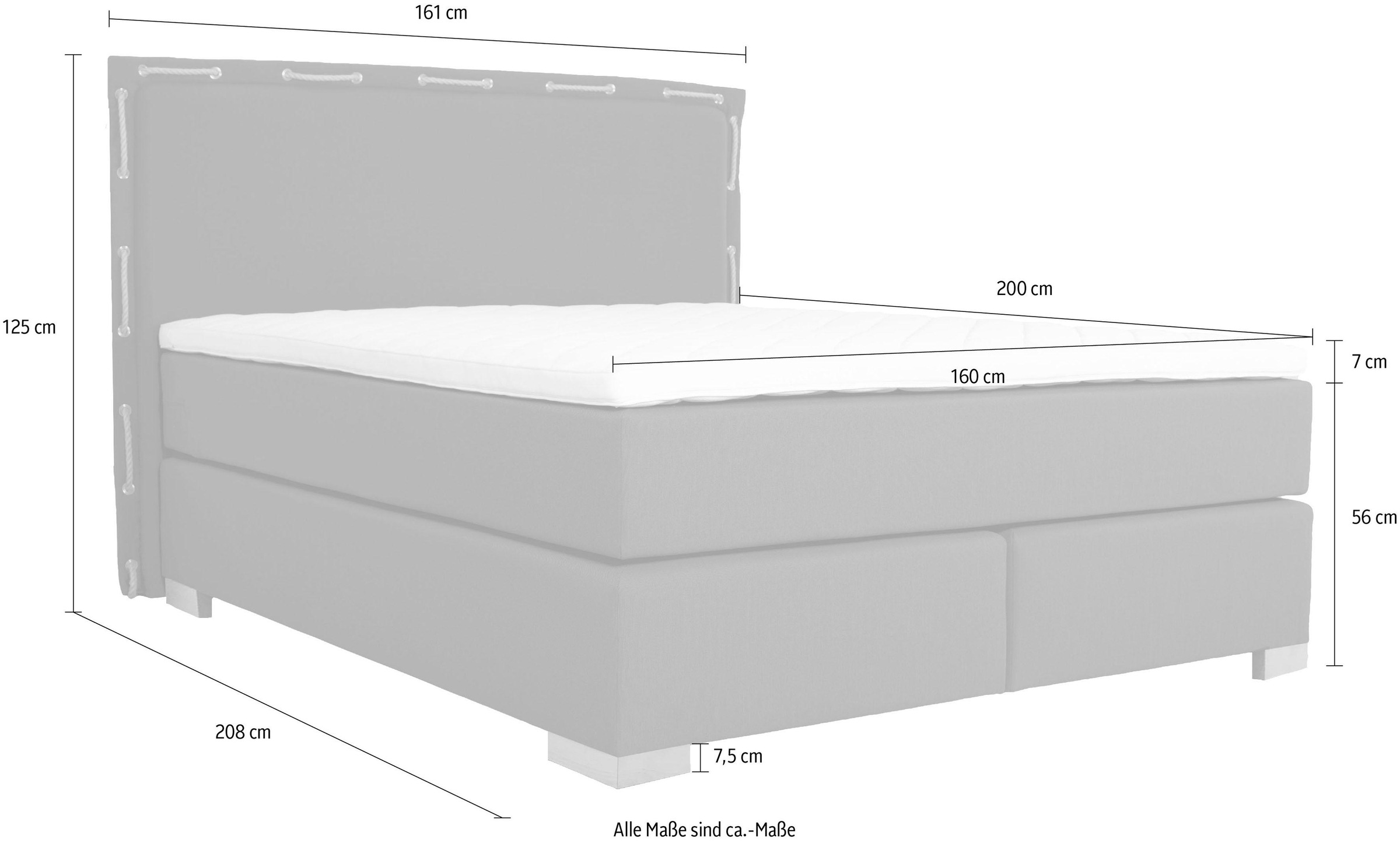 Home affaire Boxspringbett »»Marlou««, inkl. Topper, 3 Breiten, 3 Härtegrad-Ausführungen