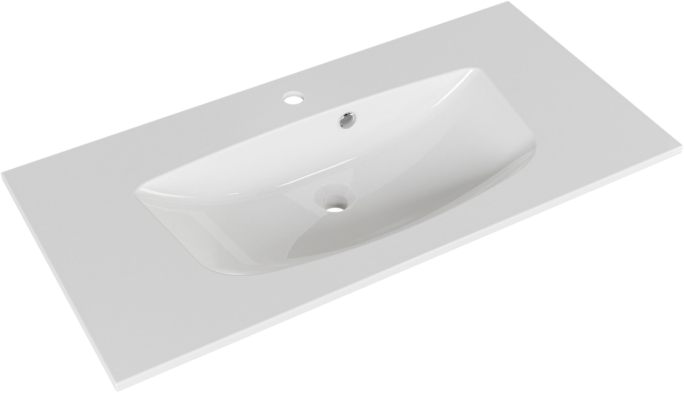Saphir Badmöbel-Set »Serie 6025 2-teilig Mineralmarmor-Waschtisch mit LED-Spiegelschrank«, (2 St.), Waschplatz 97 cm breit, 2 Schubladen, 3 Spiegel-Türen, inkl Türdämpfer