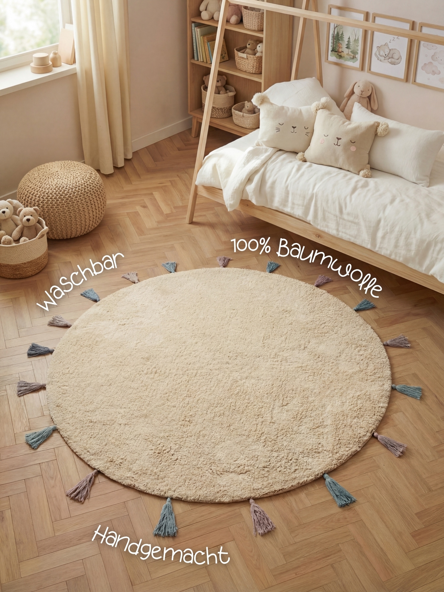 HANSE Home Kinderteppich »Sunna« Motivform 10 mm Höhe Waschbar, Handgemacht, Baumwolle, Rutschfest Spielteppich Kinderzimmer