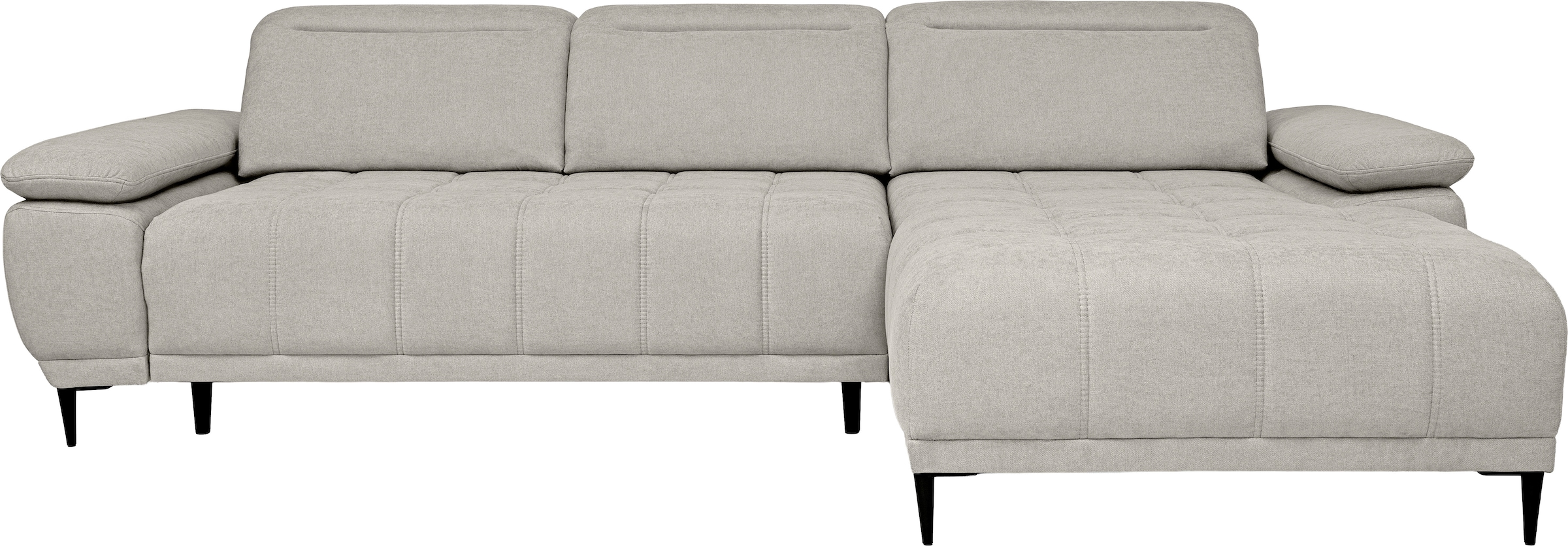 WERK2 Ecksofa »Focus-S, inkl. elektr. Sitzvorzug, manuelle Kopfteilverstellung« elektr. Sitztiefenverstellung, flexible Kopfstützen, 12cm Füße, L-Form