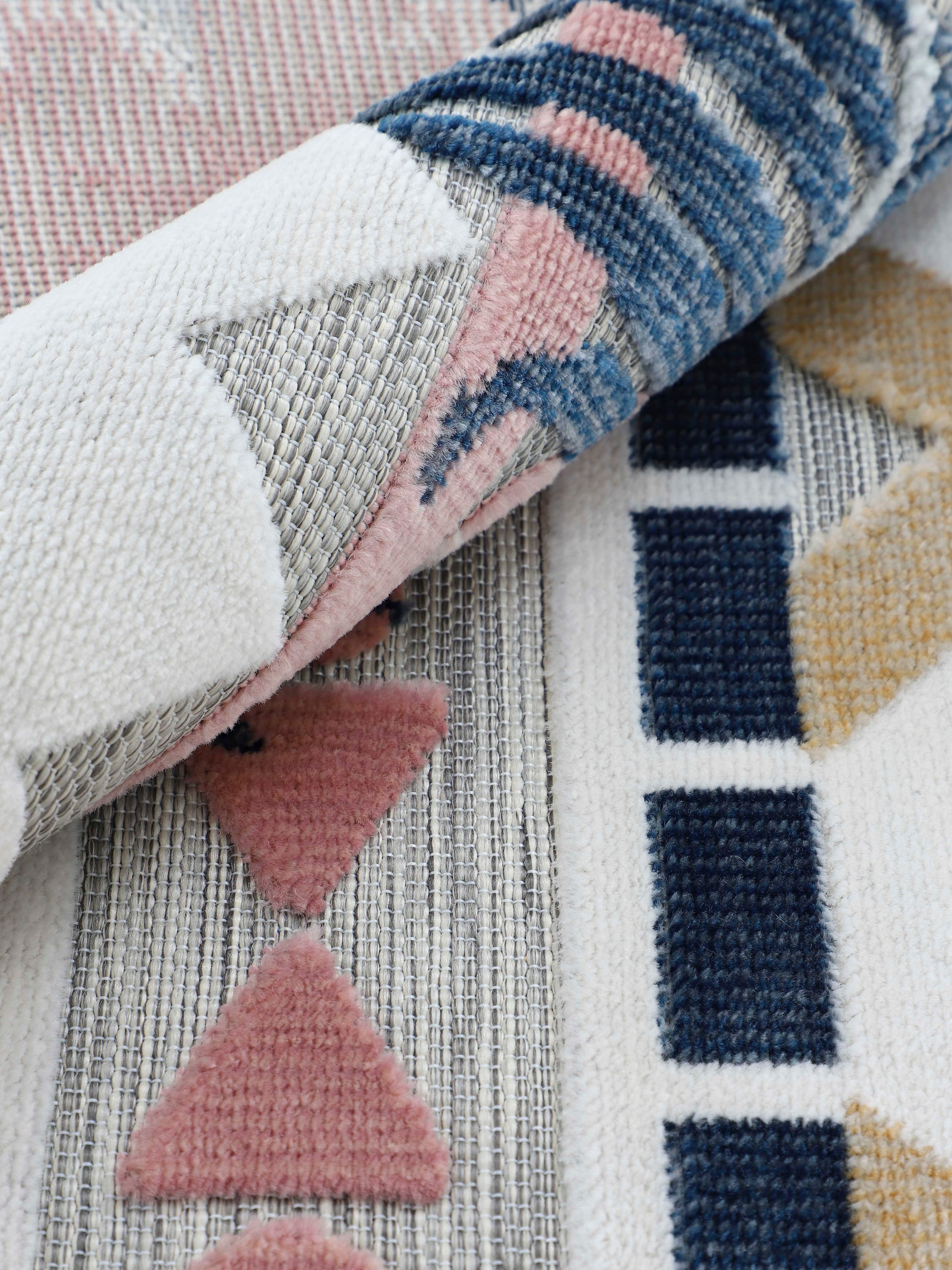 carpetfine Teppich »Deja 101«, rechteckig, 4 mm Höhe, robustes Flachgewebe, Motiv- Floral Palmenblätter, Hoch-Tief Effekt