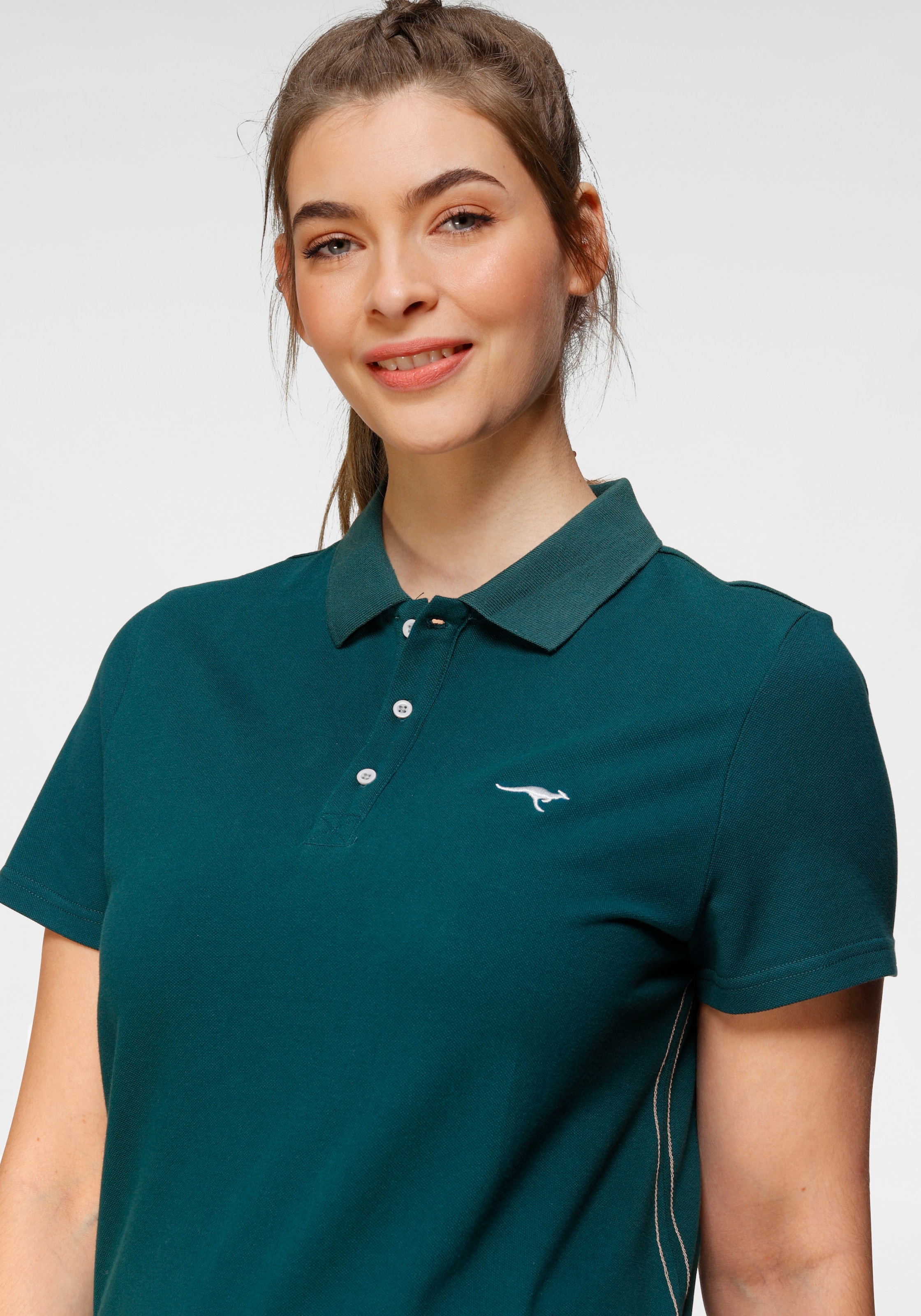 KangaROOS Poloshirt Kurzarm,  unifarben,  Polokragen,  aus Baumwolle, große Größen
