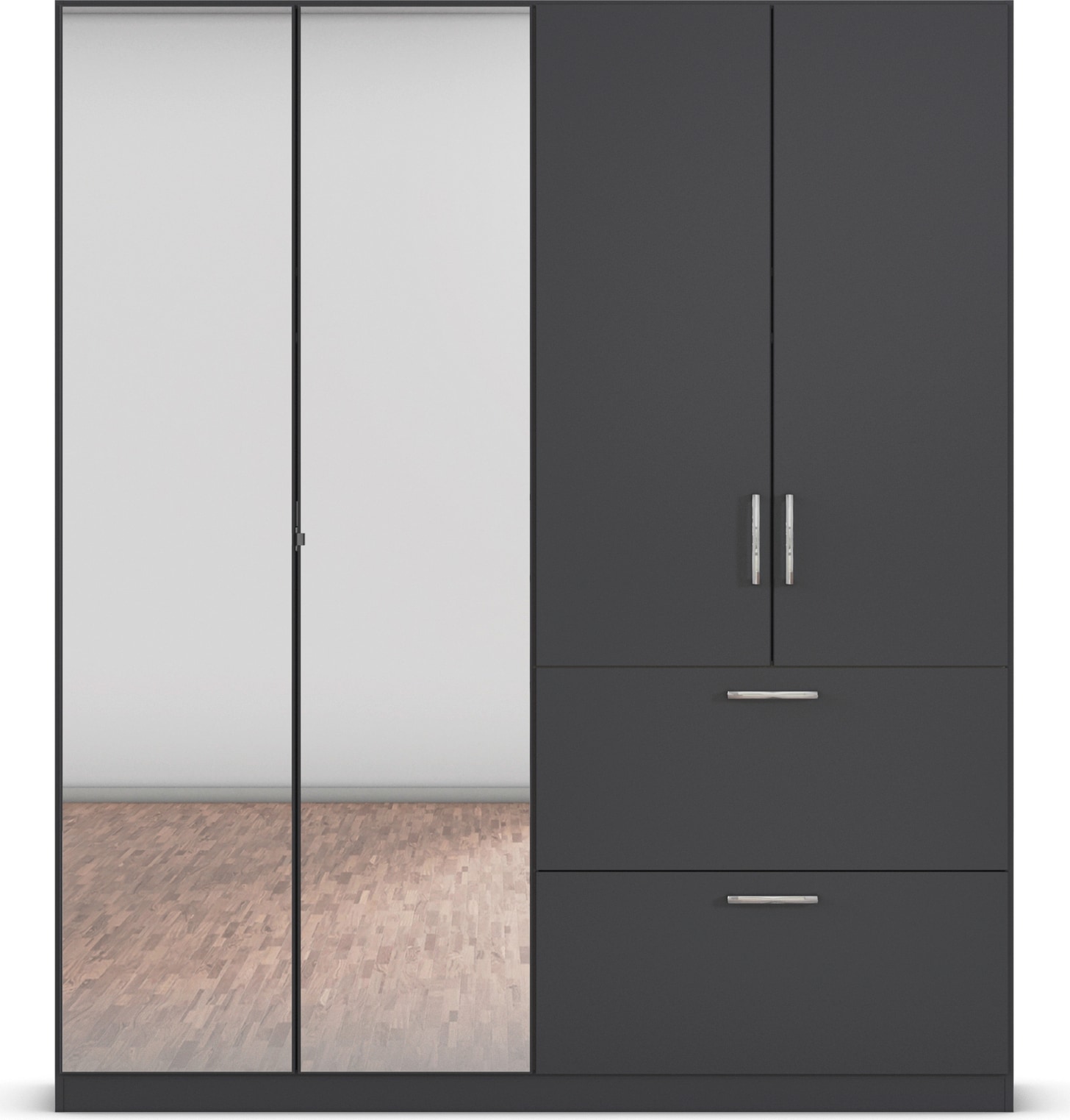 rauch Drehtürenschrank »Kleiderschrank Schrank Garderobe Schlafzimmerschrank PADUA«, voll aufgelegte Spiegeltüren, zwei große Schubladen MADE IN GERMANY
