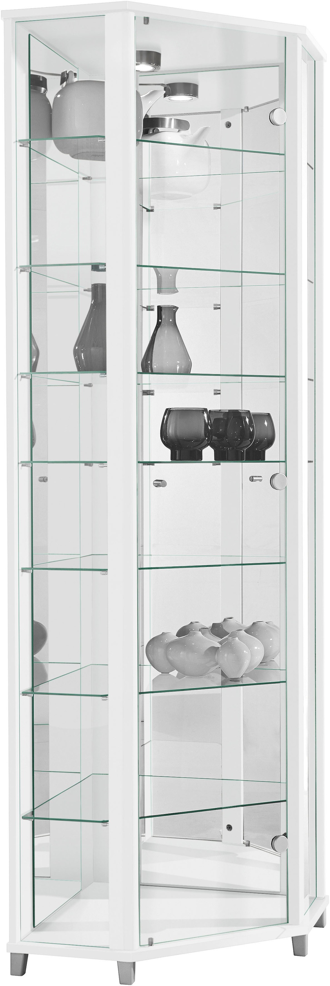 fif möbel Eckvitrine »TRIO Höhe ca. 172 cm, ink. Beleuchtung«, Eckvitrine/Glasvitrine 1x Glastür, perfekt für Sammler, Sammlervitrine