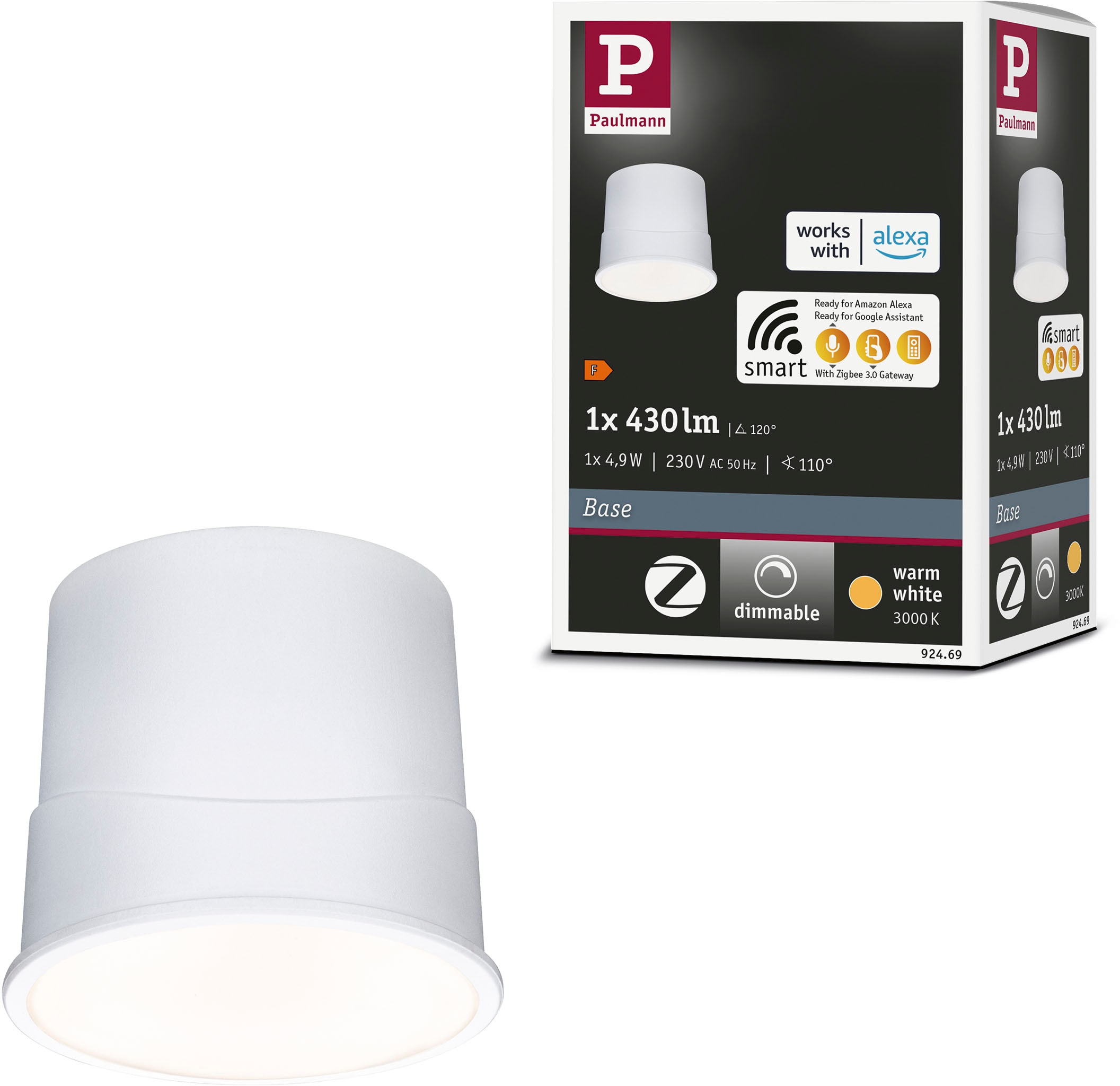Paulmann LED Einbauleuchte »Base 230V 430lm«, 1 flammig-flammig, Zigbee