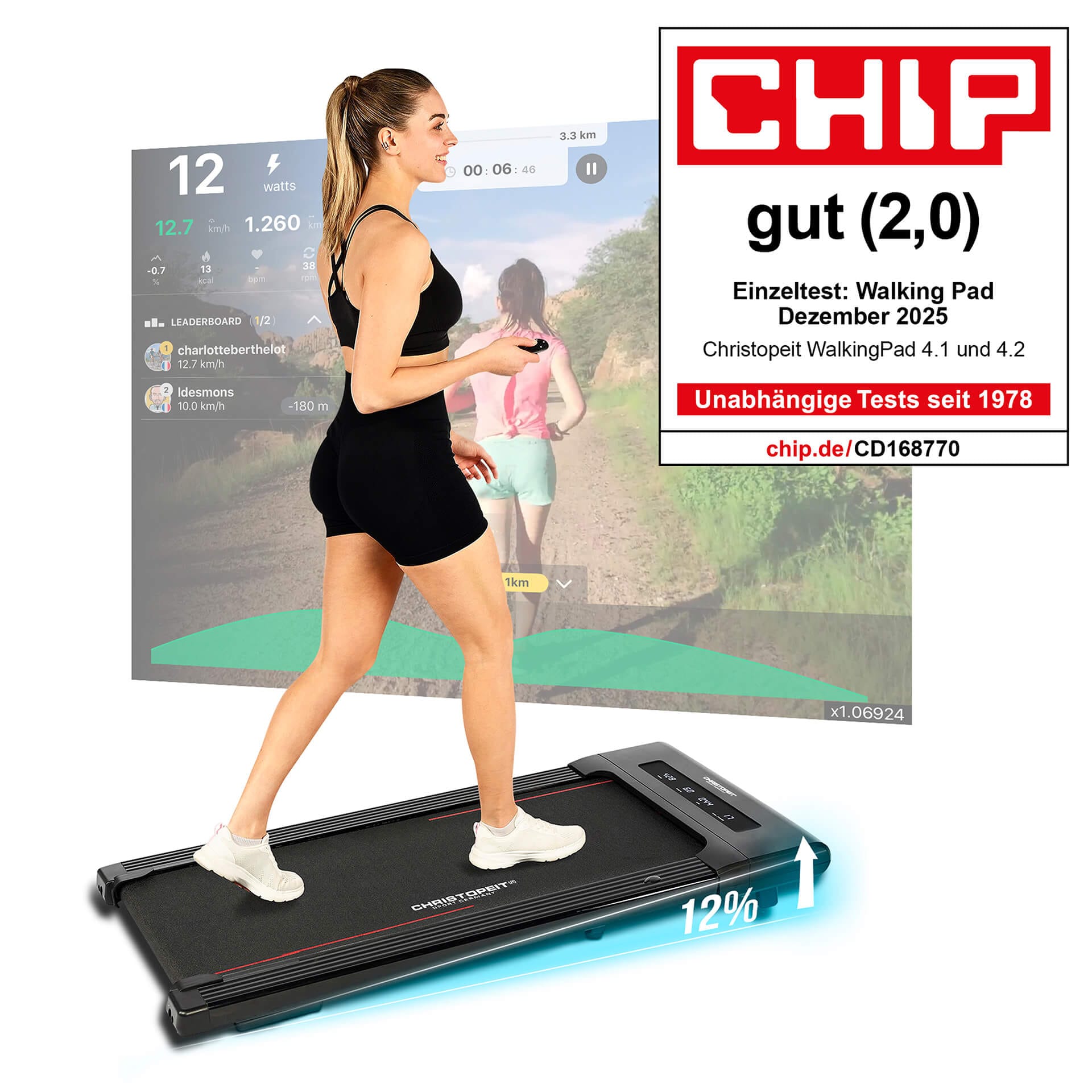 Christopeit Sport® Laufband »Walking Pad 4.1« bis max. 6 km/h, 120 kg max. Benutzergewicht