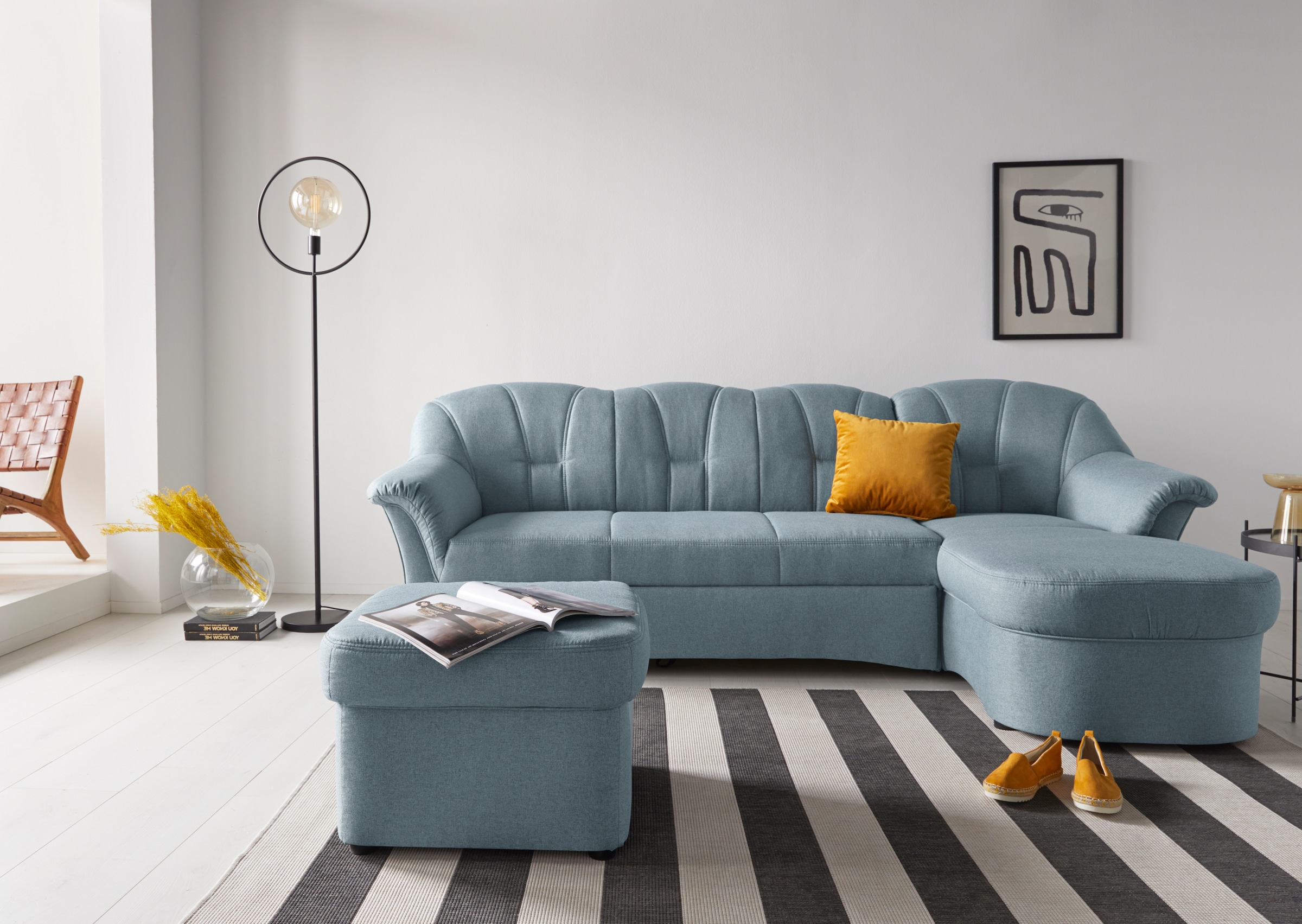 DOMO collection Ecksofa »Papenburg, zeitlose Rückensteppung, elegante Forme günstig online kaufen