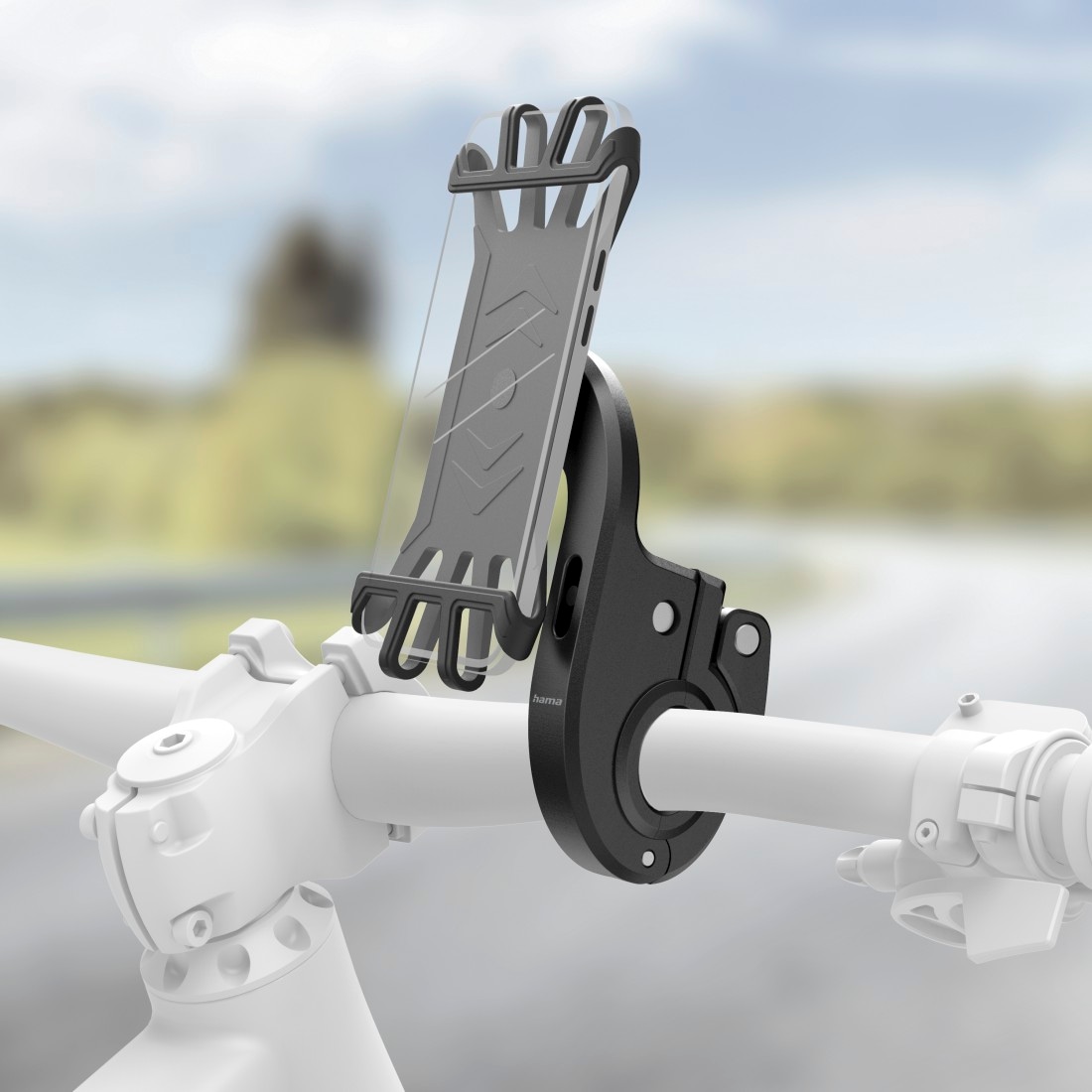 Hama Smartphone-Halterung »Handyhalterung für E-Bike, Silikon, stabiler Halt, drehbar, universal«, für Displaygröße 7-8 x 15-17 cm, einfache Montage, rutschfest, schmal