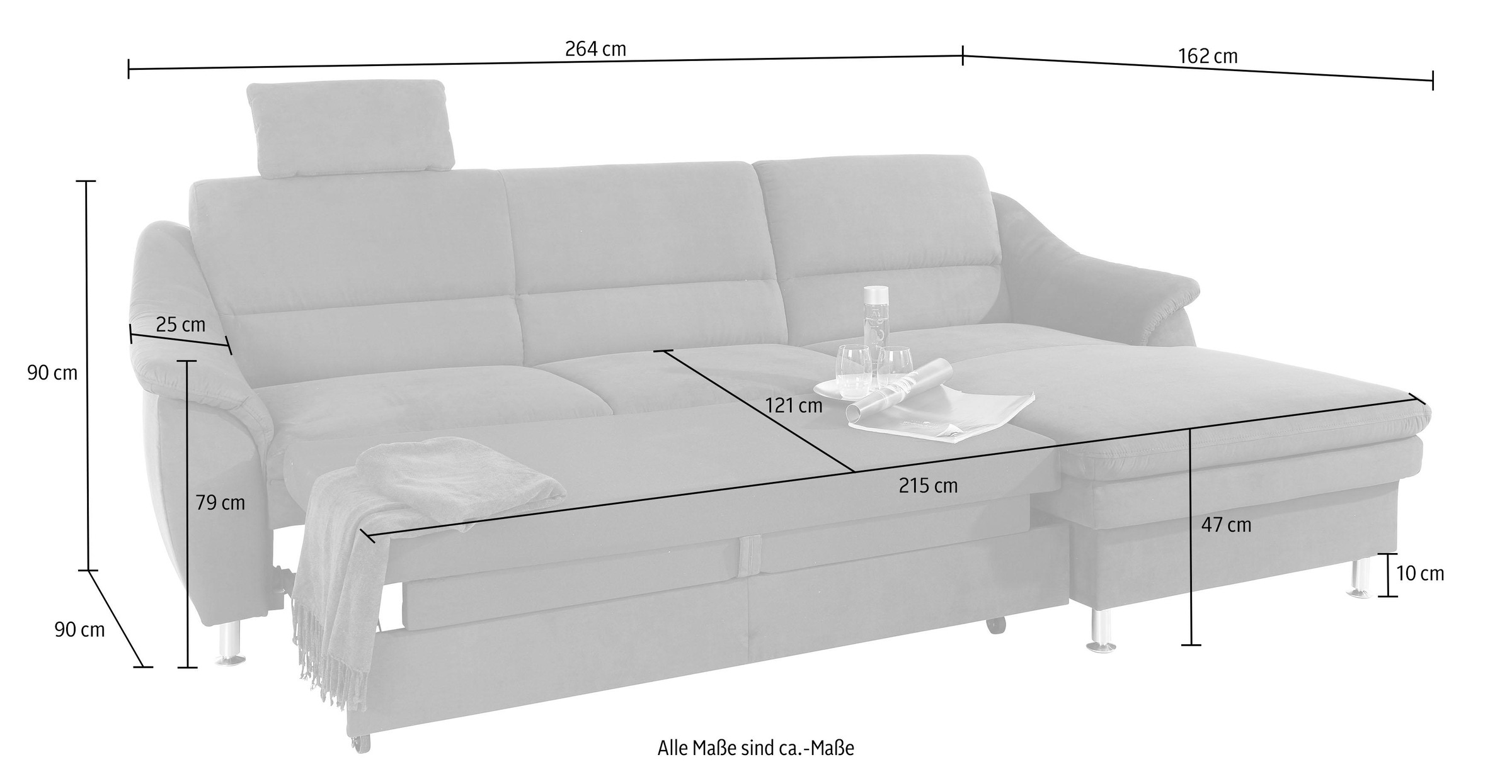 sit&more Ecksofa »Cardoso L-Form«, mit Federkern, wahlweise mit Bettfunktion