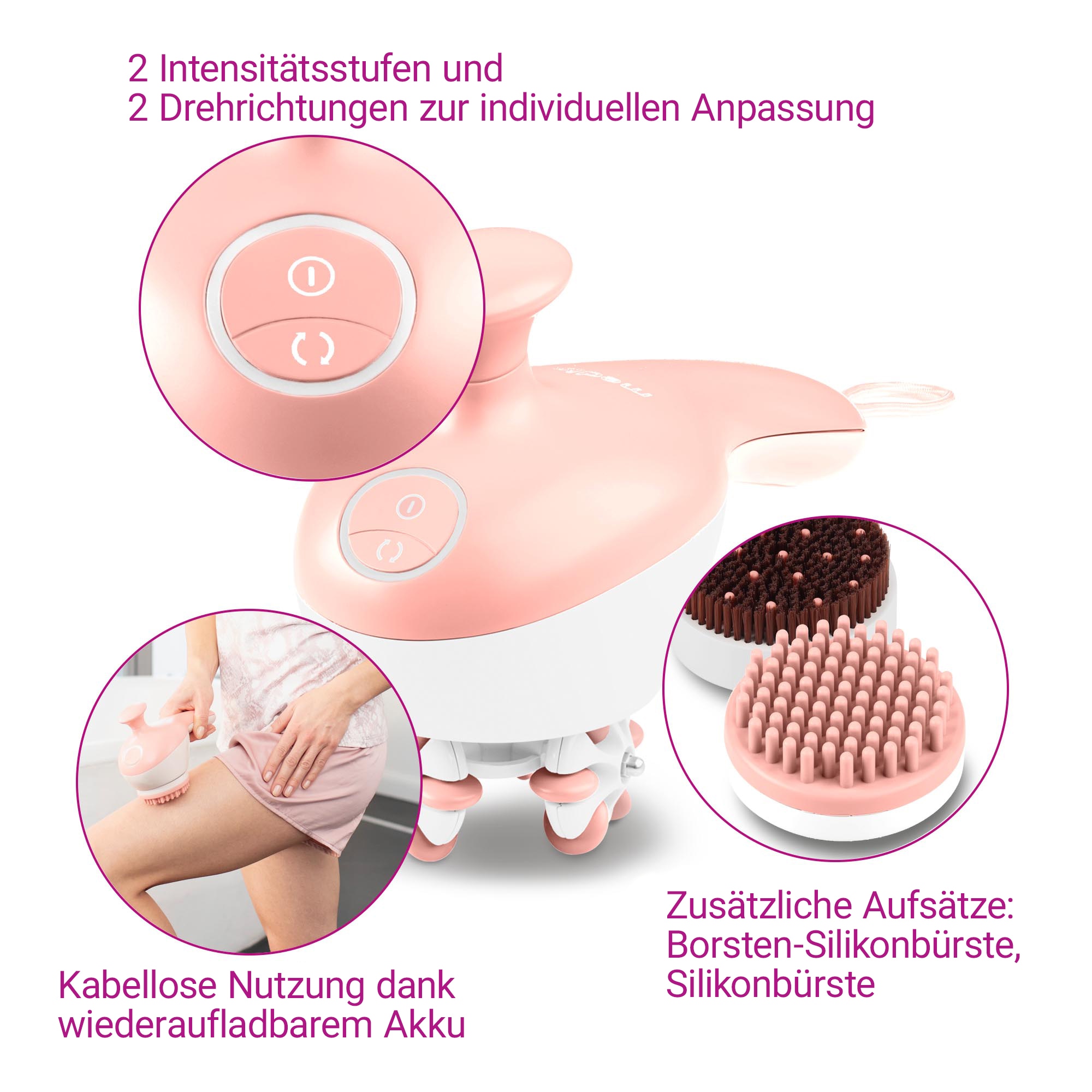 Medisana Massagegerät »AC 950« Verbesserung d. Cellulite-Erscheinungsbildes, Durchblutung, 3 Aufsätze